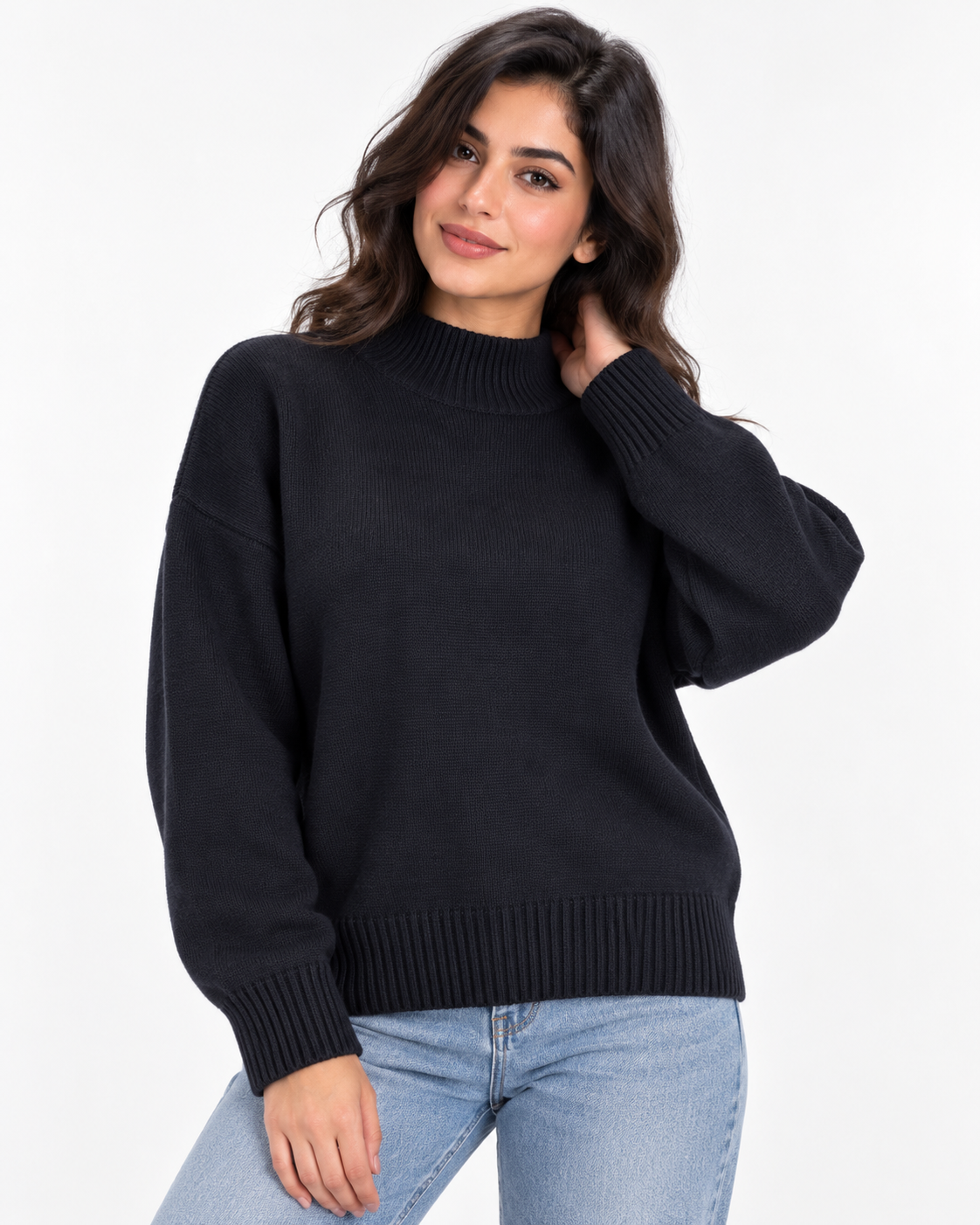 Women Plain Half Neck Pullover