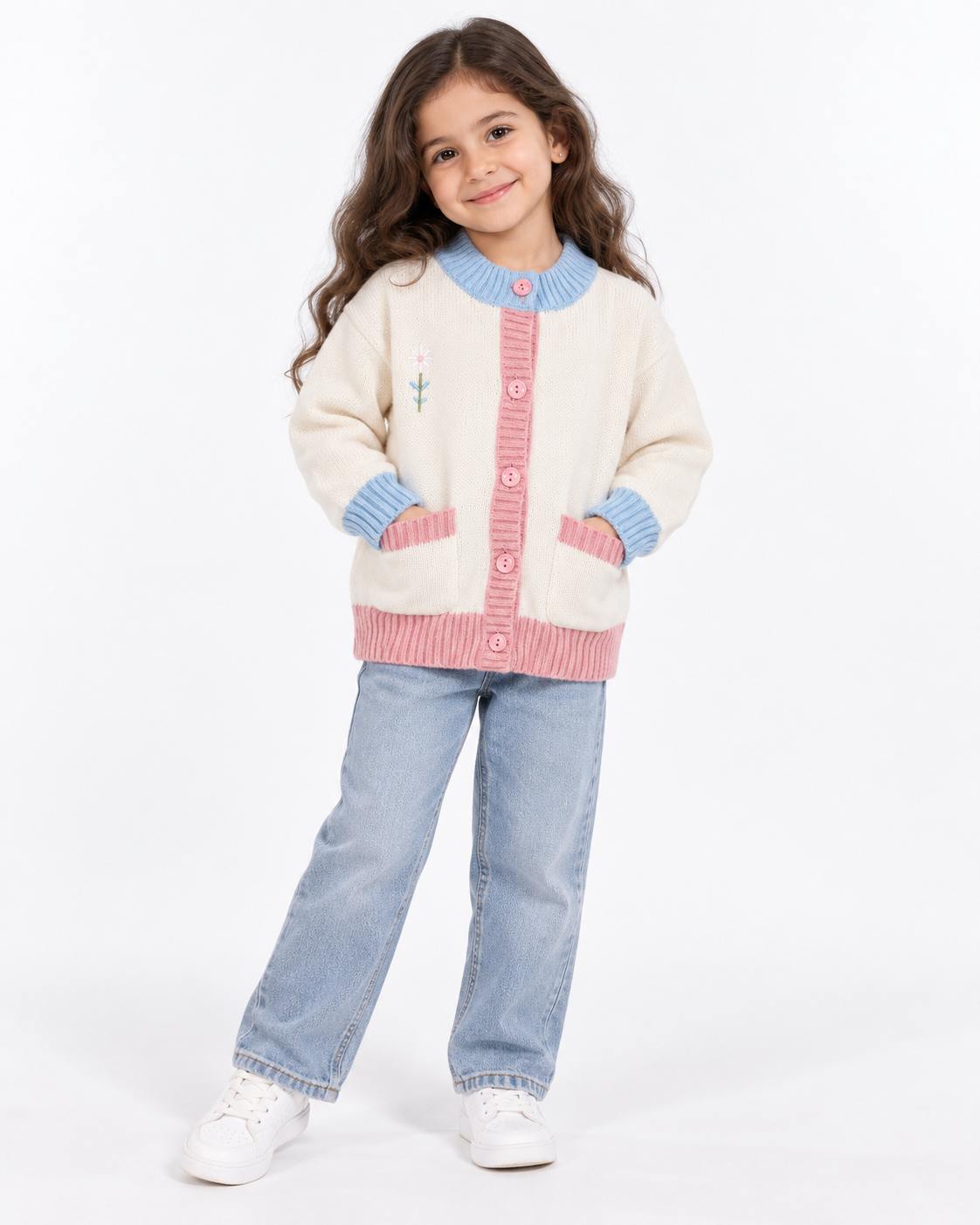 Girls Buttons Pullover W/2 Pockets