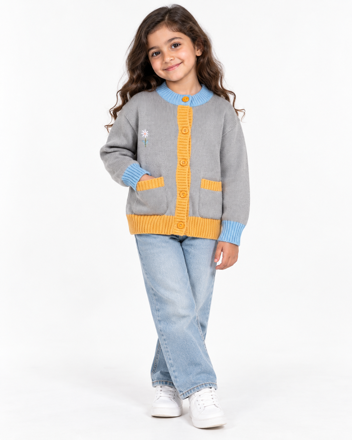 Girls Buttons Pullover W/2 Pockets
