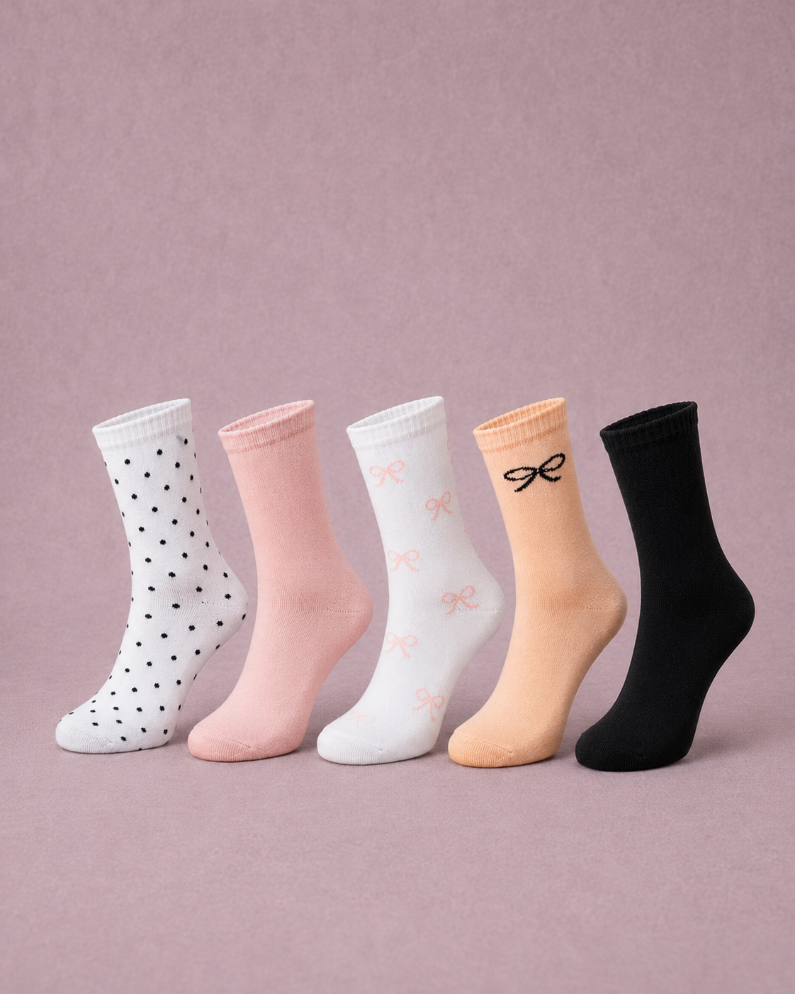 Girls Cotton Socks Print Pack5