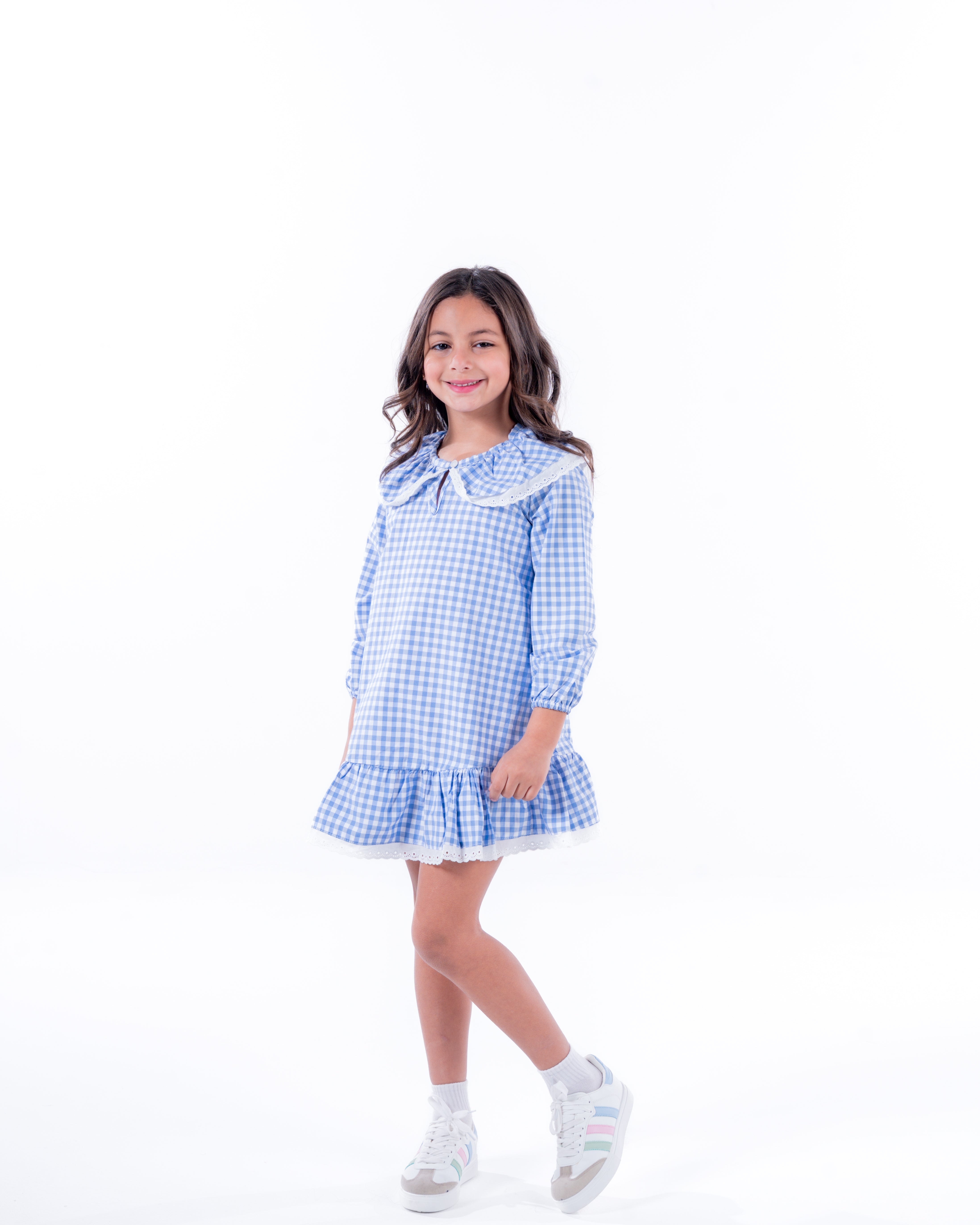 Girls Plaid Long Sleeves Dress