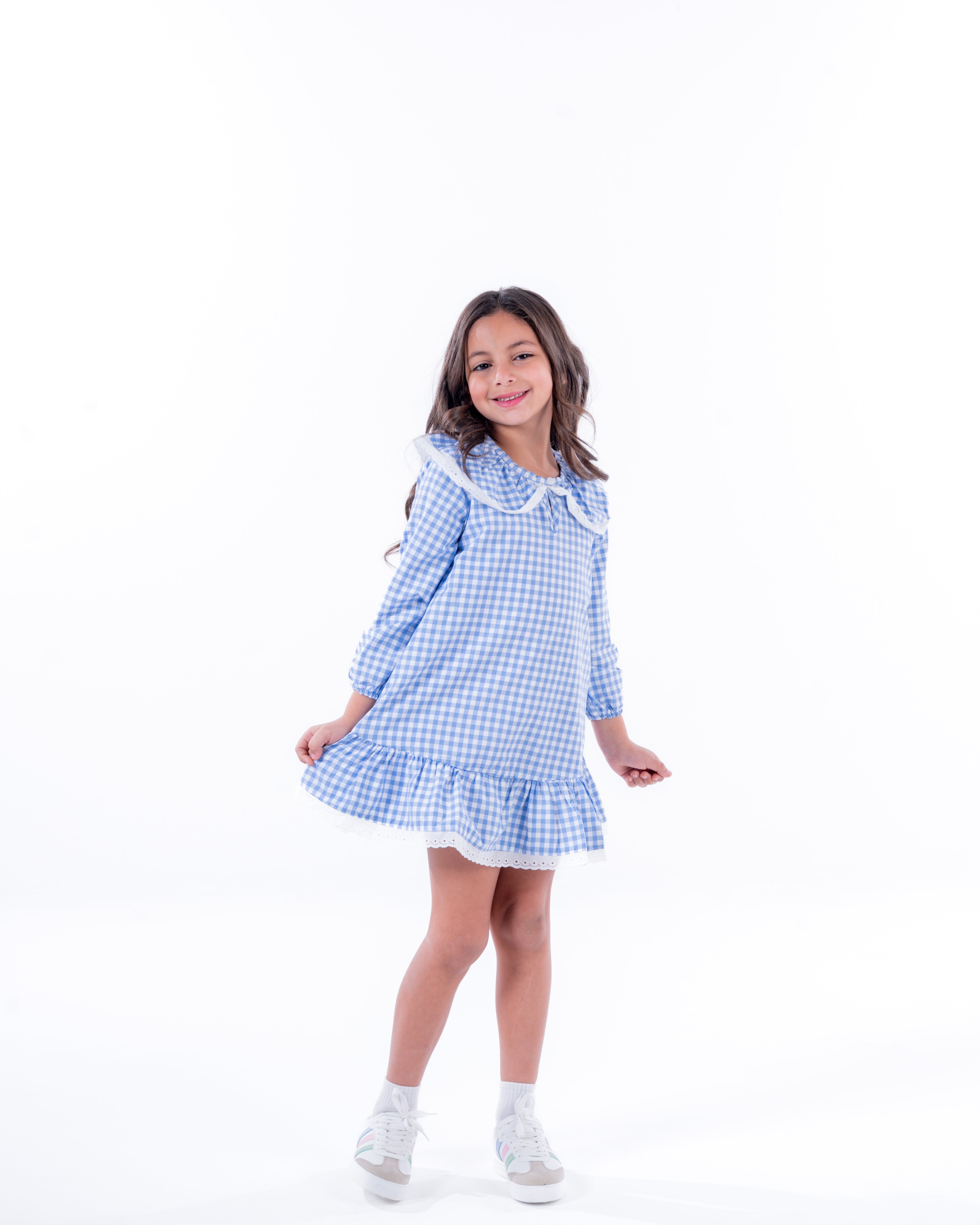 Girls Plaid Long Sleeves Dress