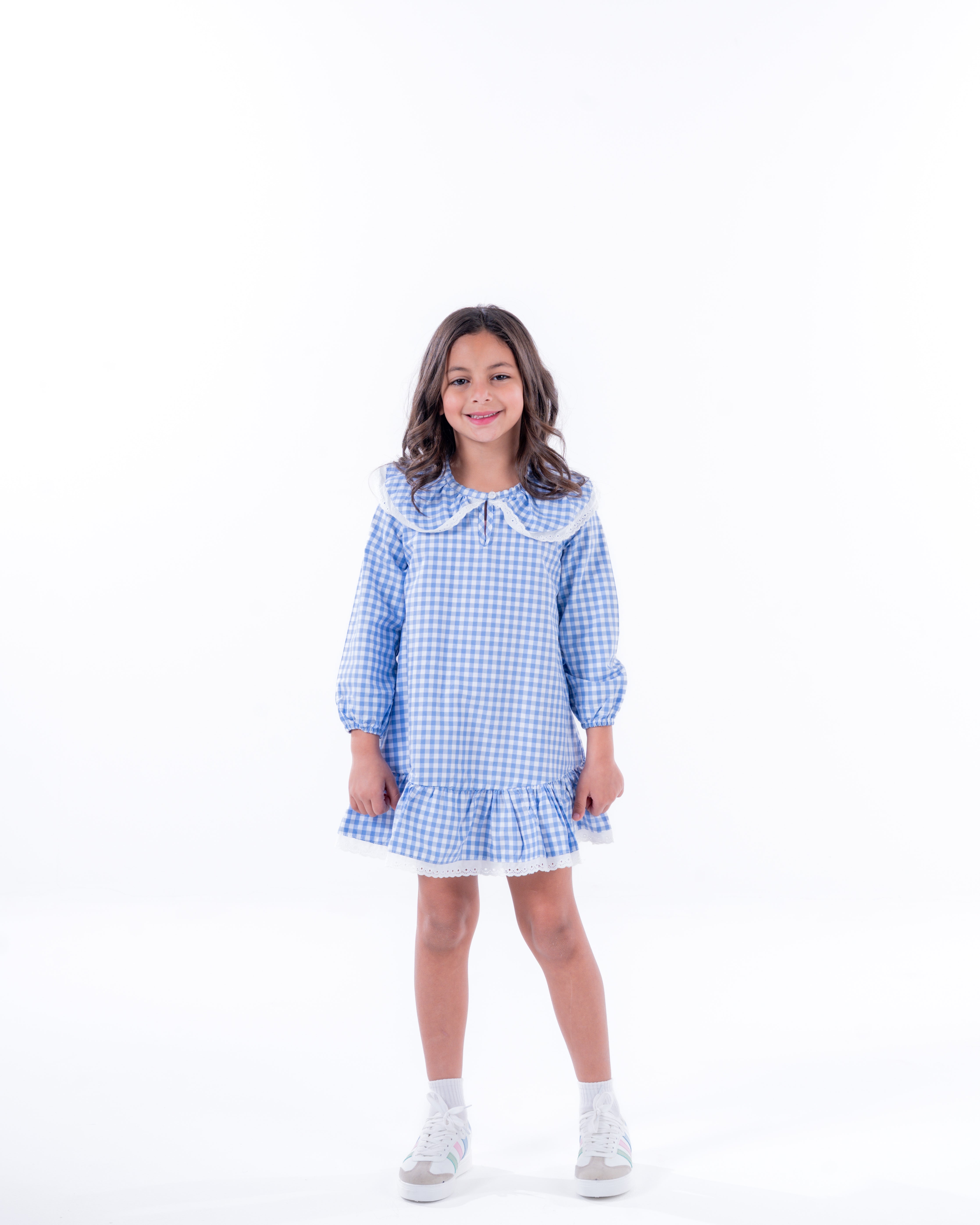 Girls Plaid Long Sleeves Dress