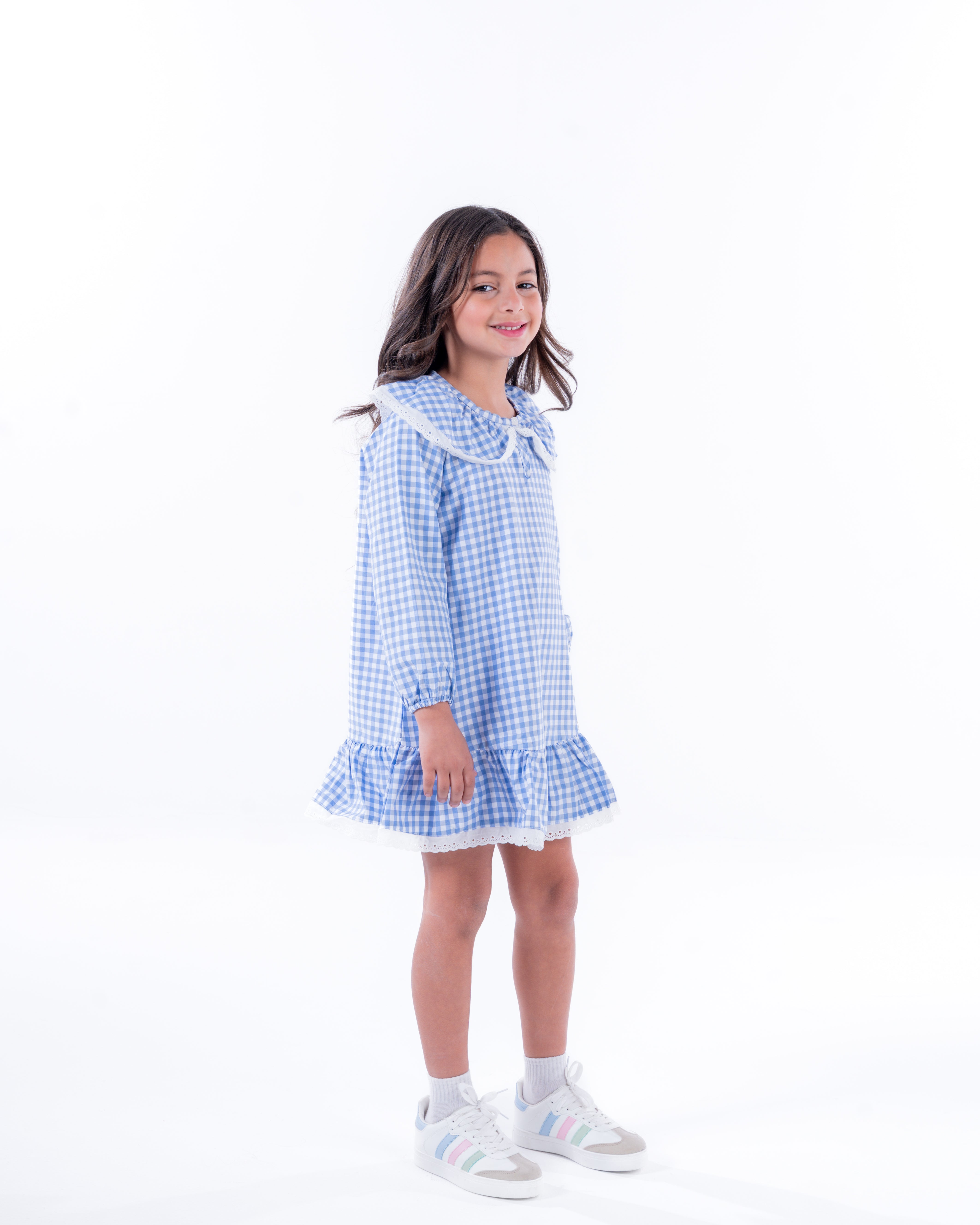 Girls Plaid Long Sleeves Dress