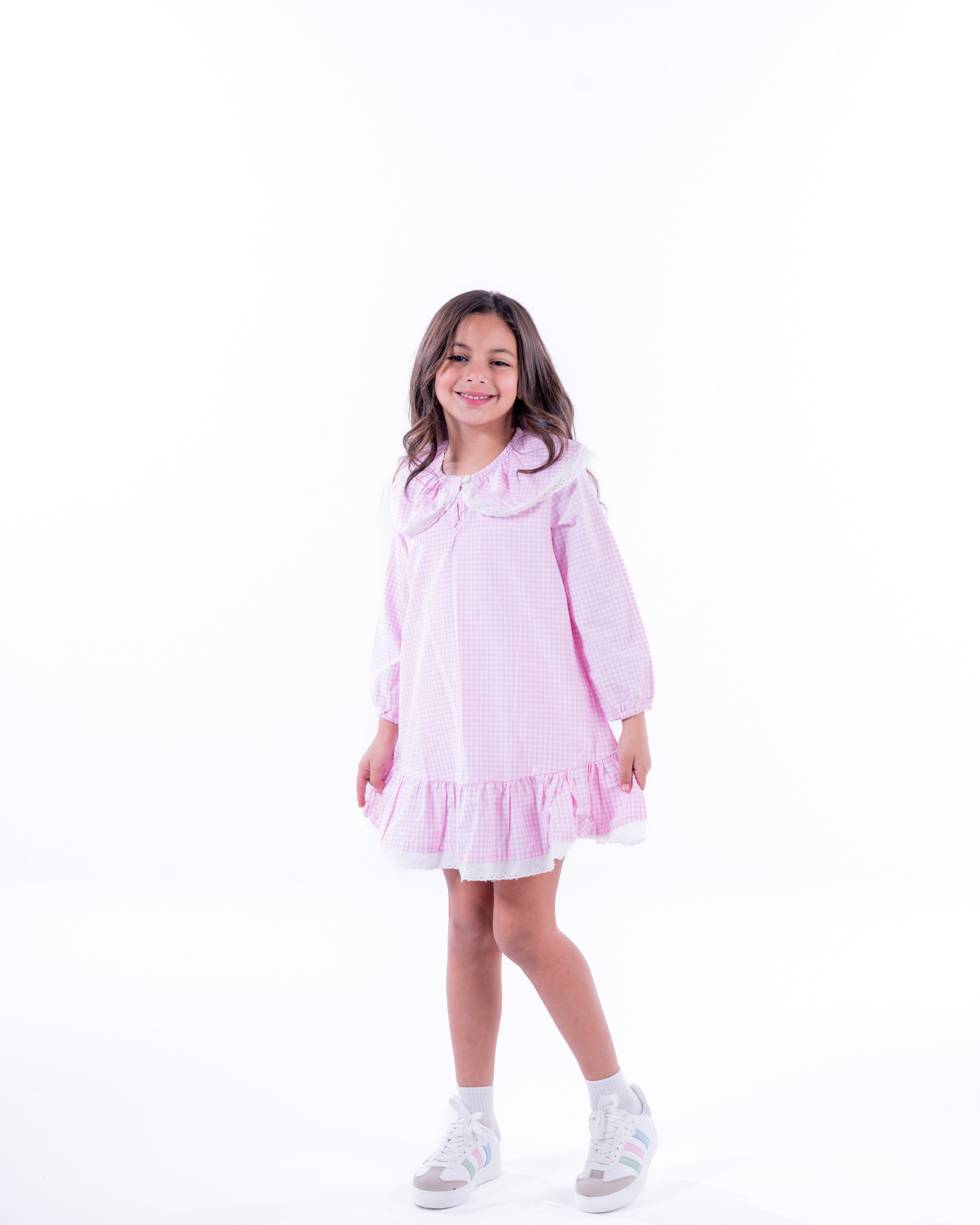 Girls Plaid Long Sleeves Dress