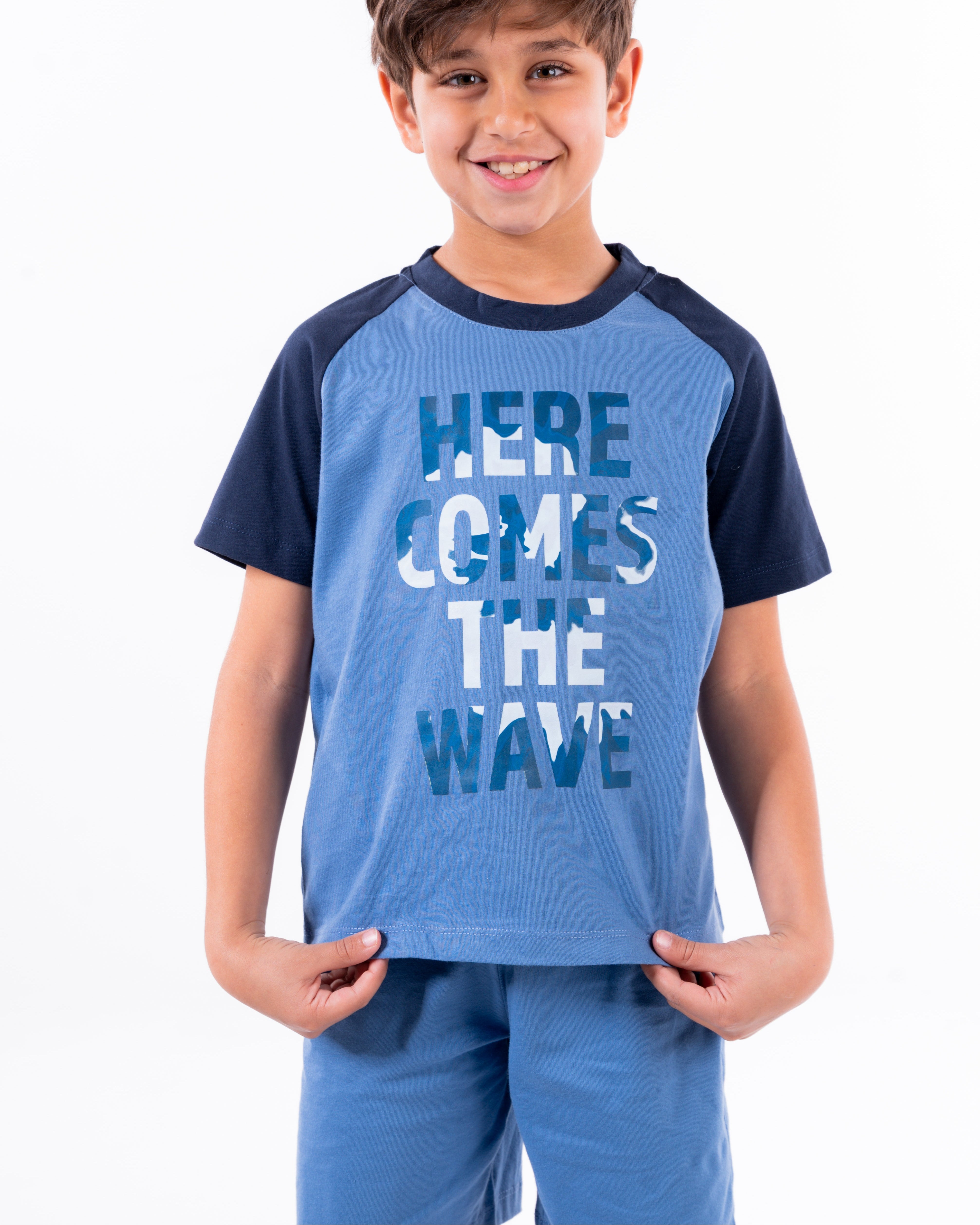 Boys Printed Here Comes The Wave Pyjama