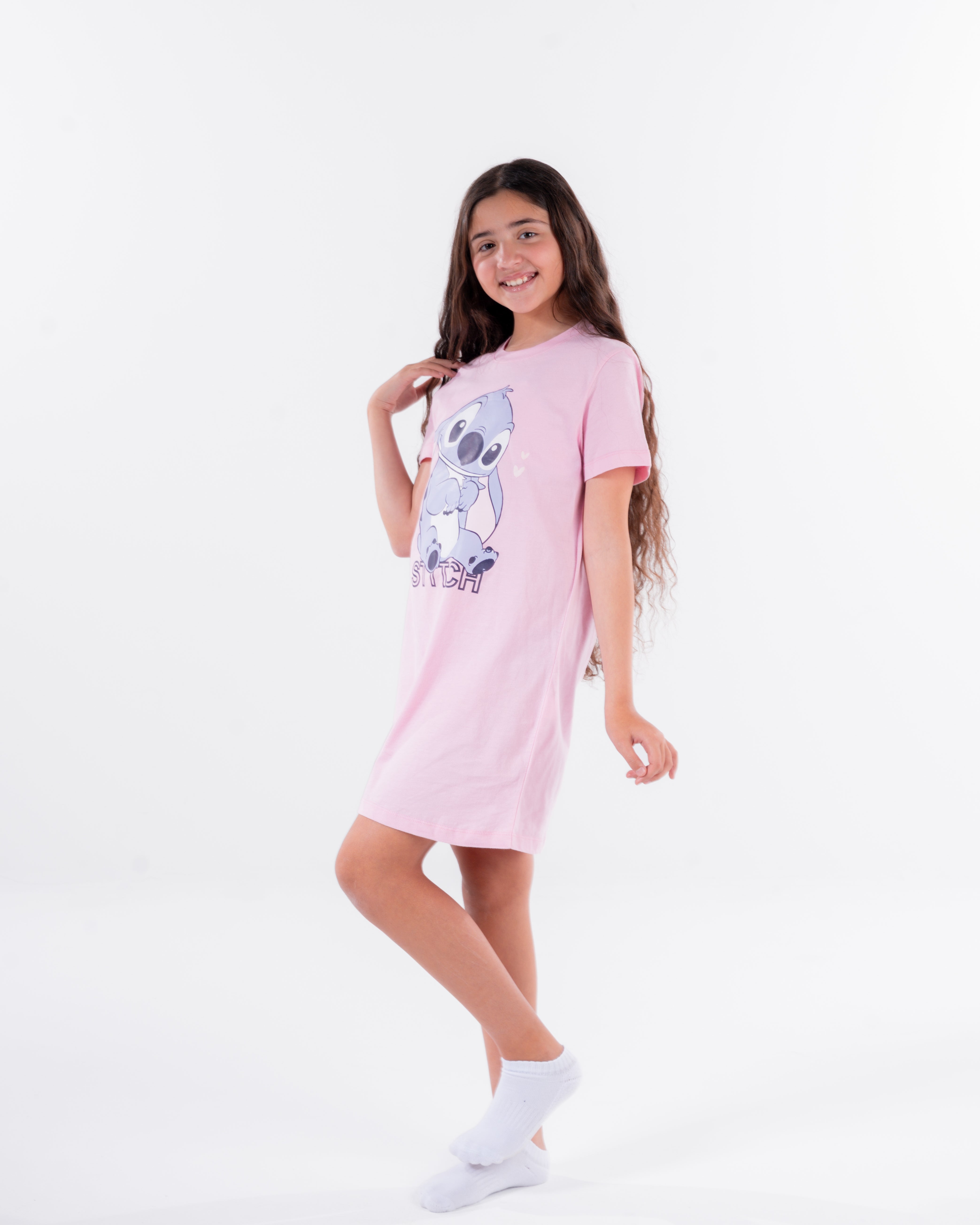 Girls Printed Stitch Half Sleeves Nightgown