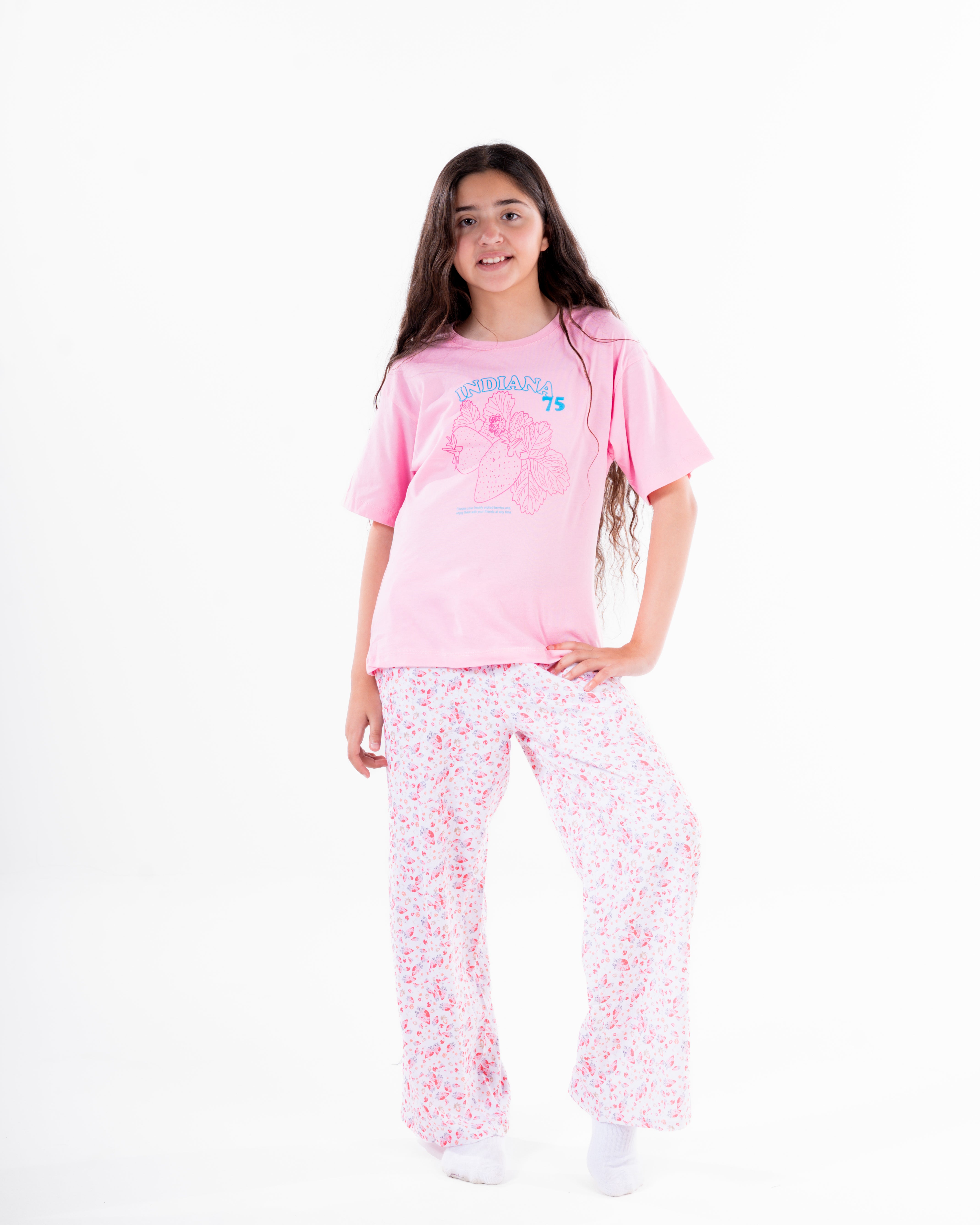 Girls Printed Half Sleeves Pyjama