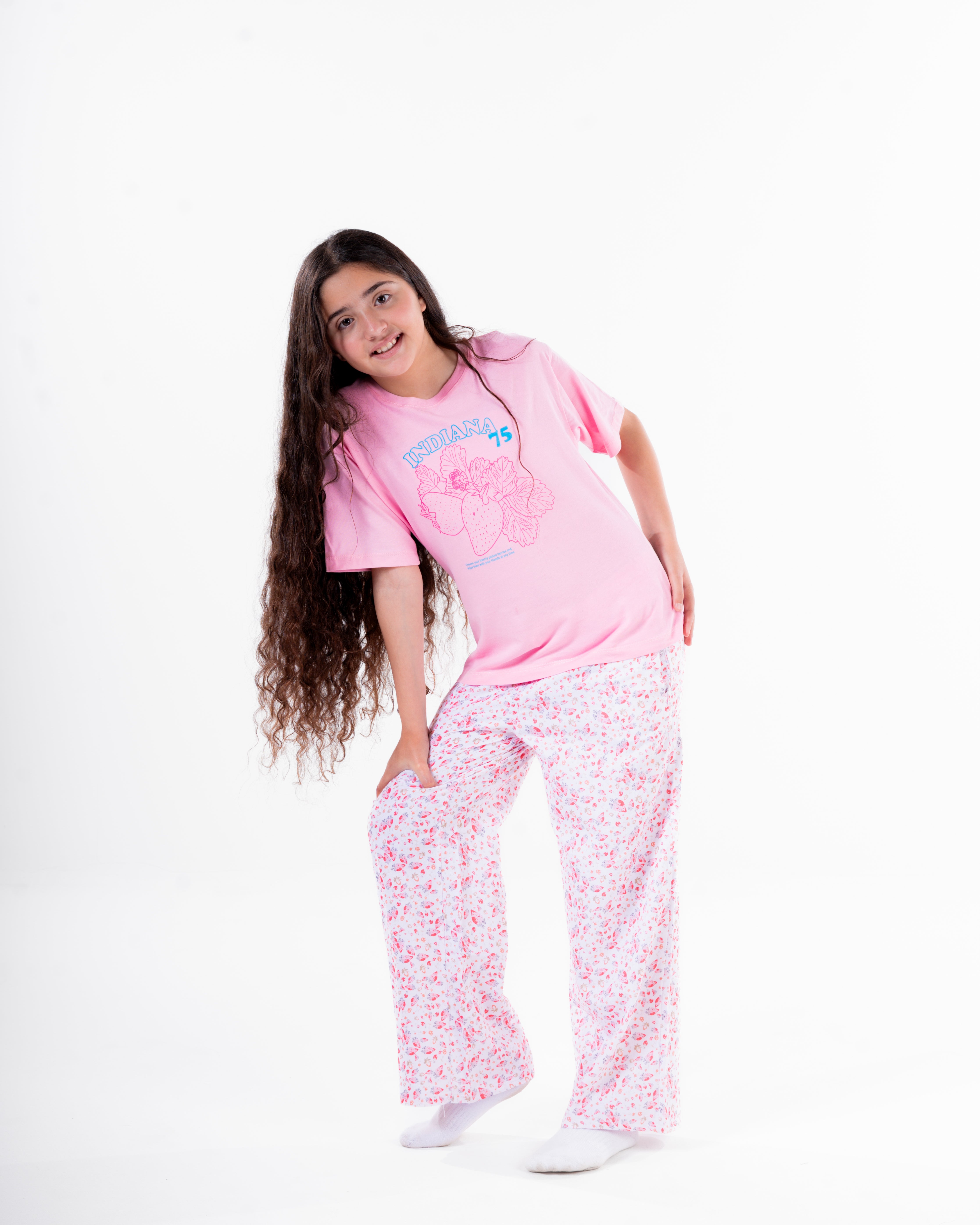 Girls Printed Half Sleeves Pyjama