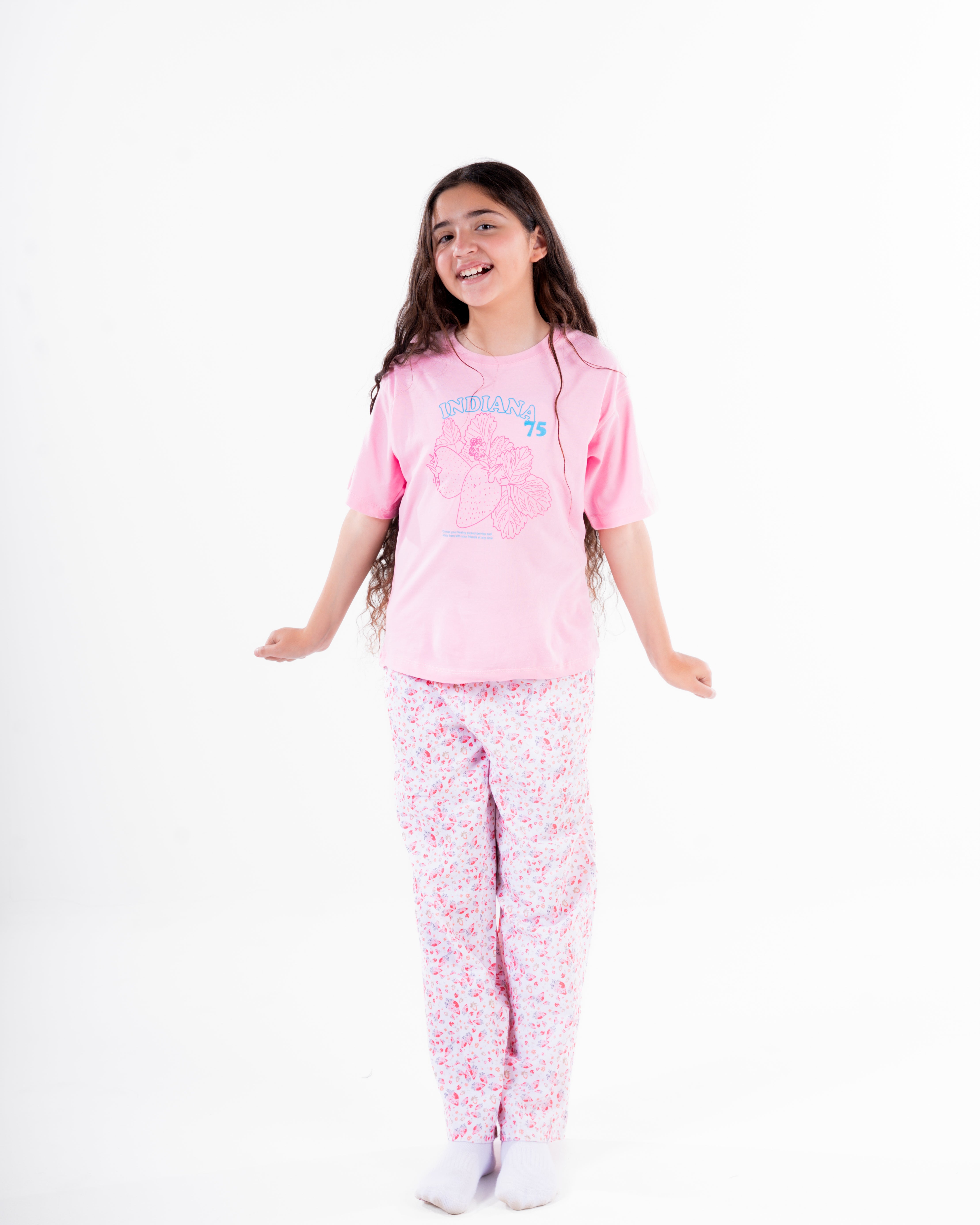 Girls Printed Half Sleeves Pyjama