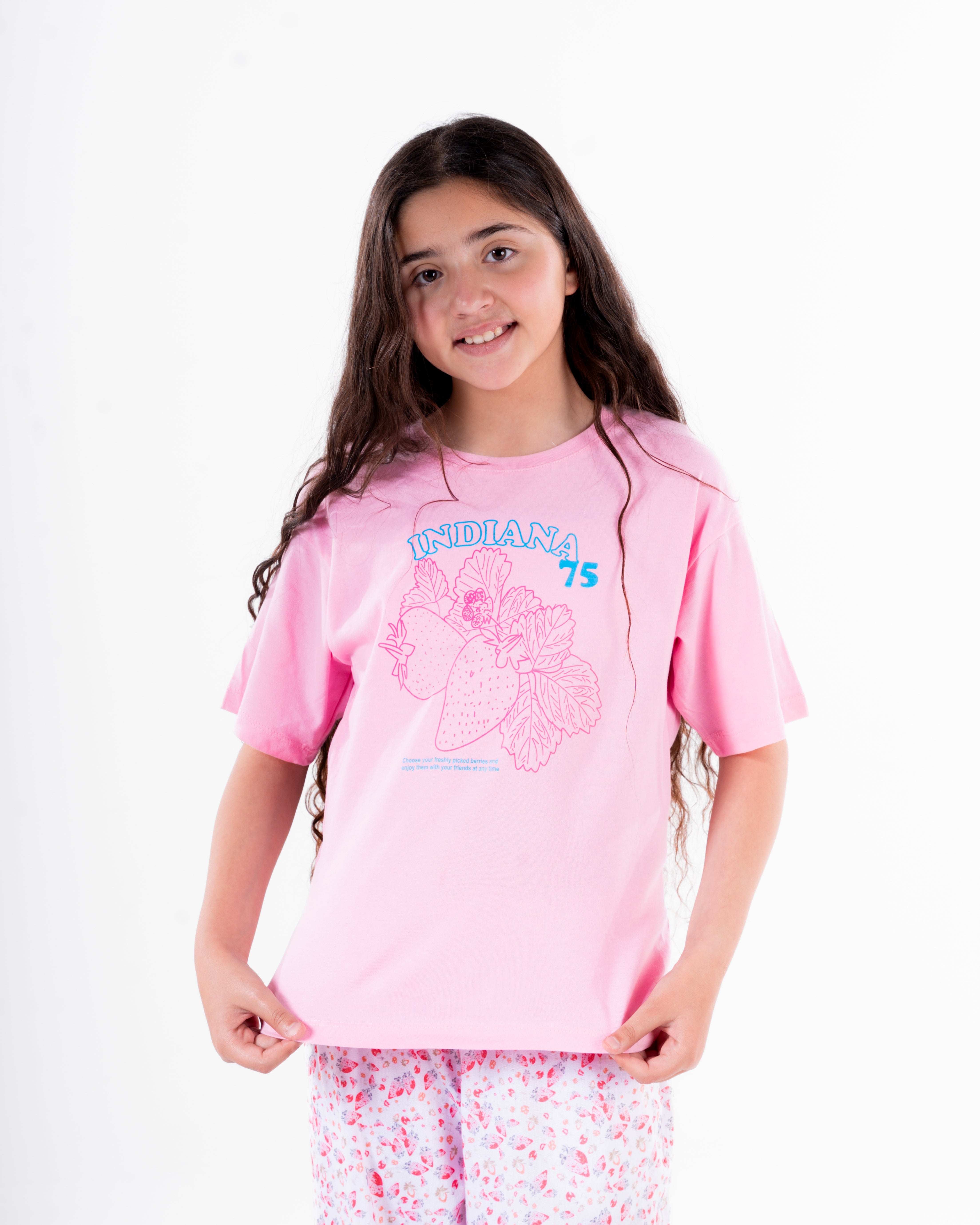Girls Printed Half Sleeves Pyjama
