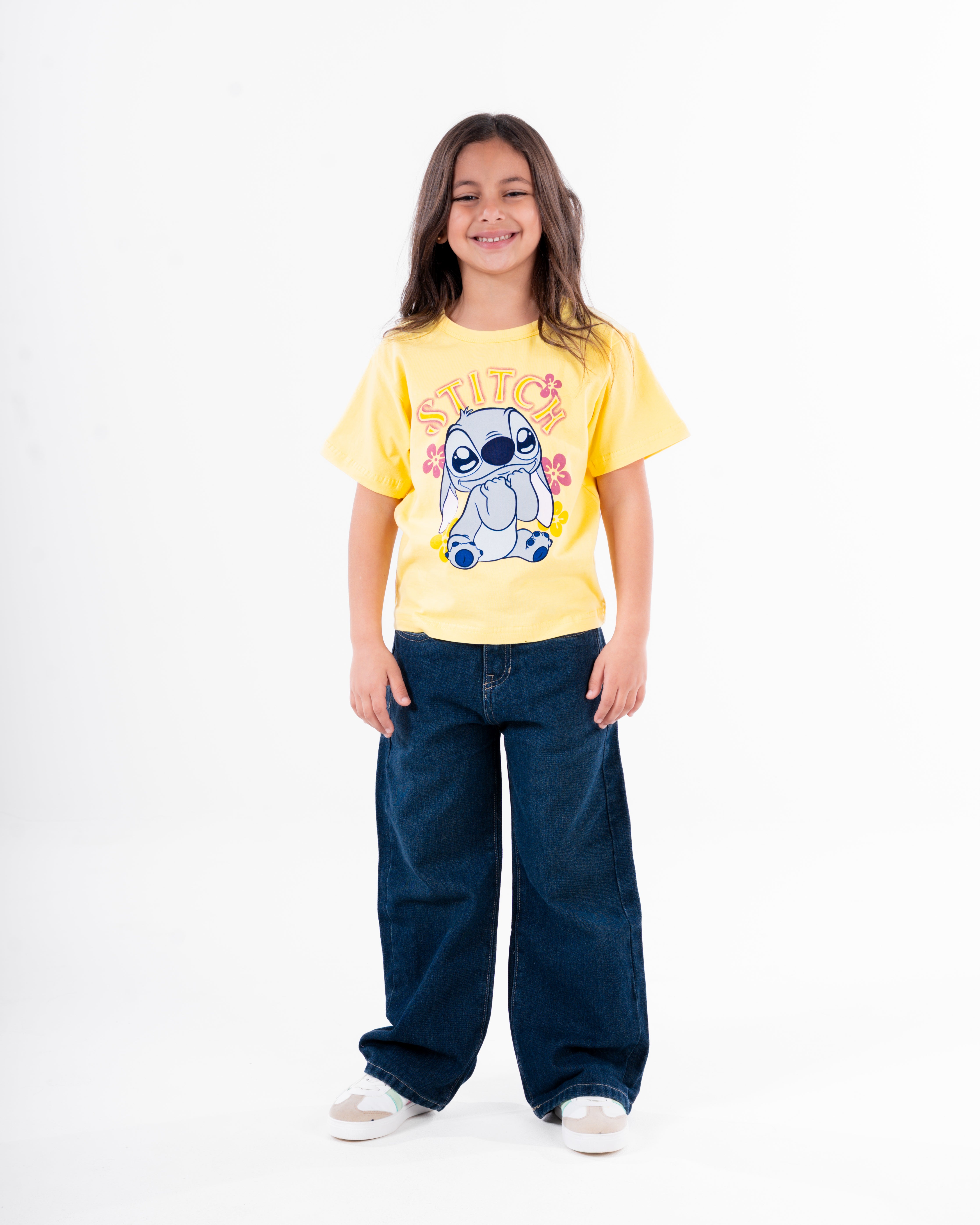 Girls Printed Stitch Half Sleeves  T-Shirt