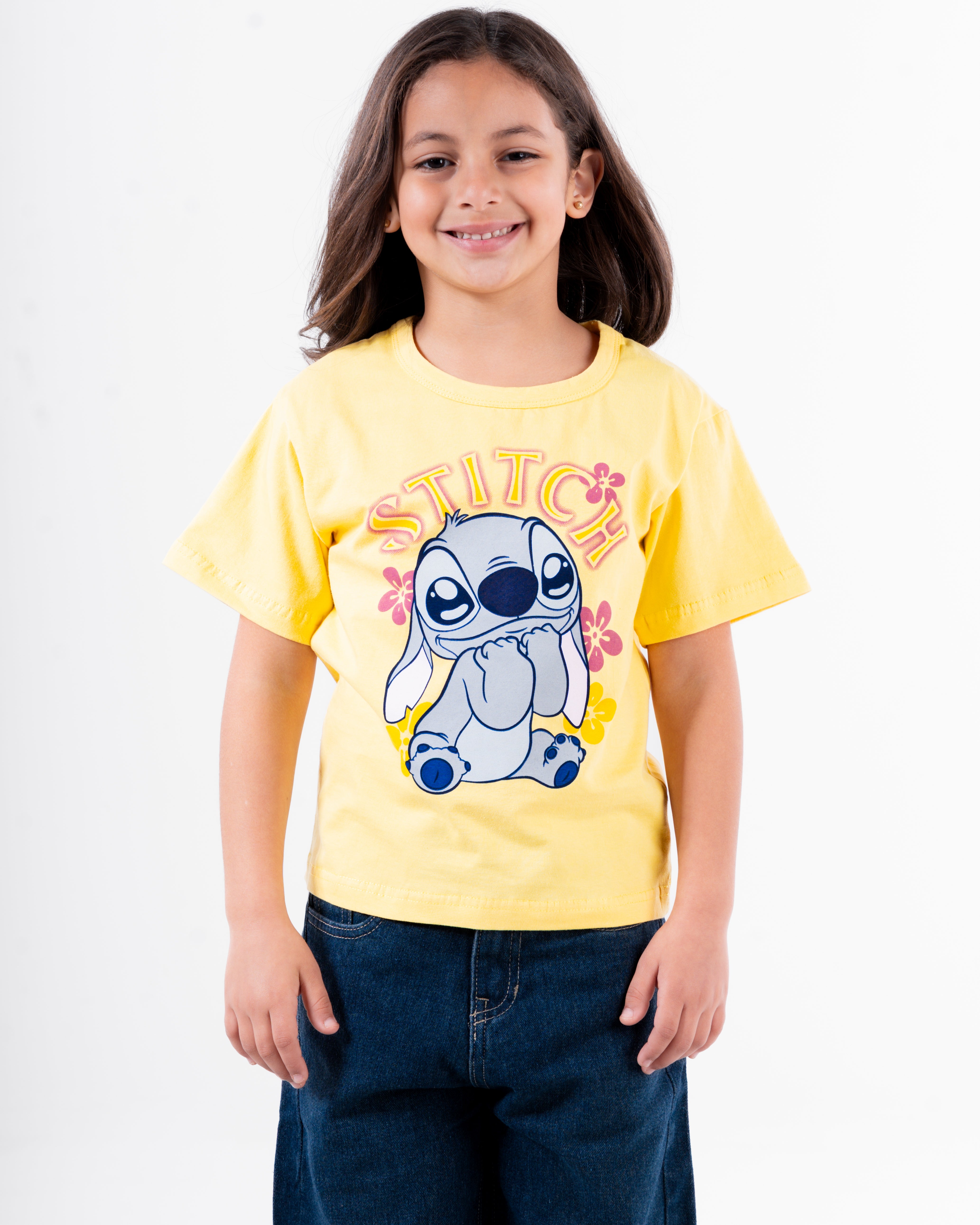 Girls Printed Stitch Half Sleeves  T-Shirt