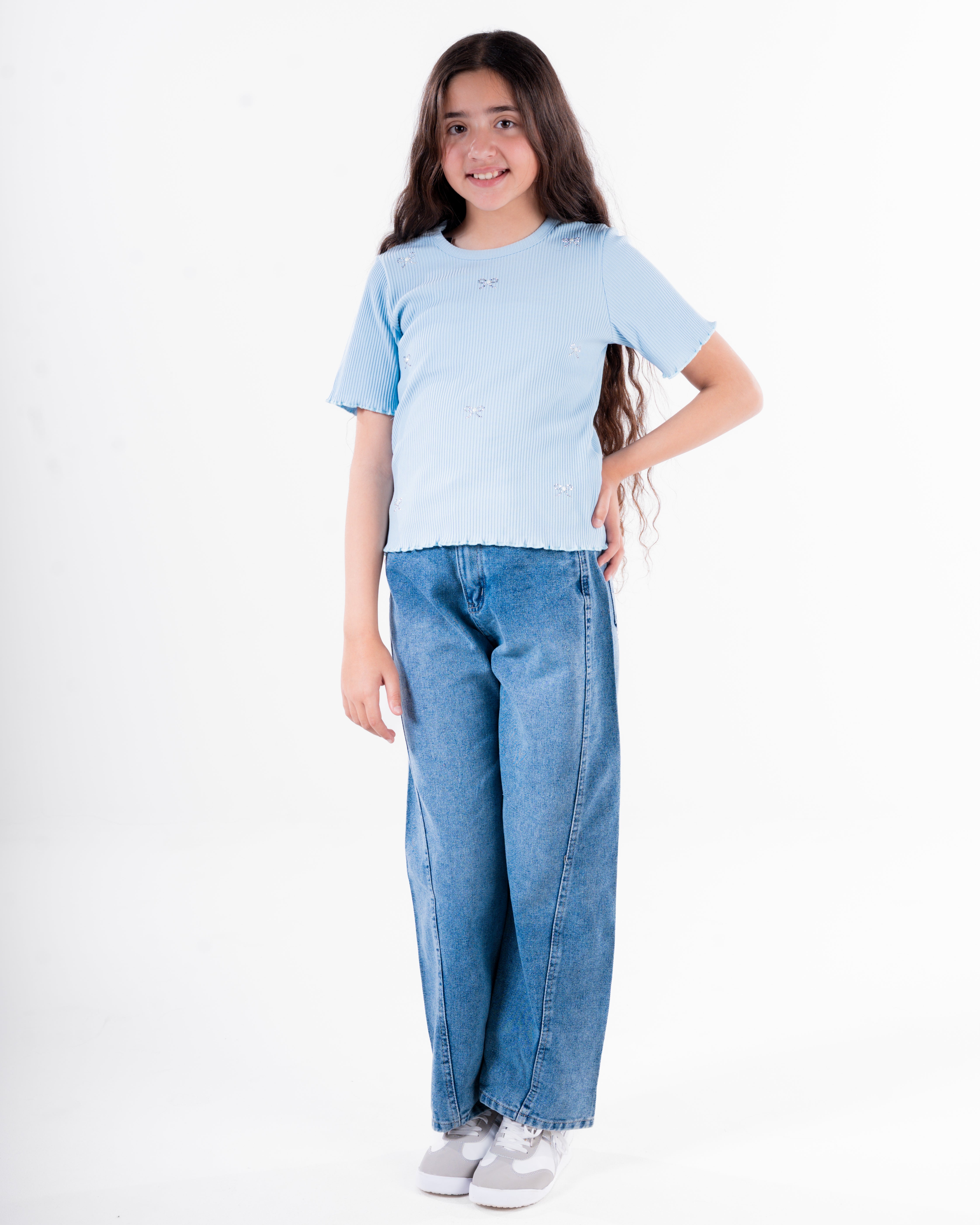 Girls Strass Half Sleeves T-Shirt