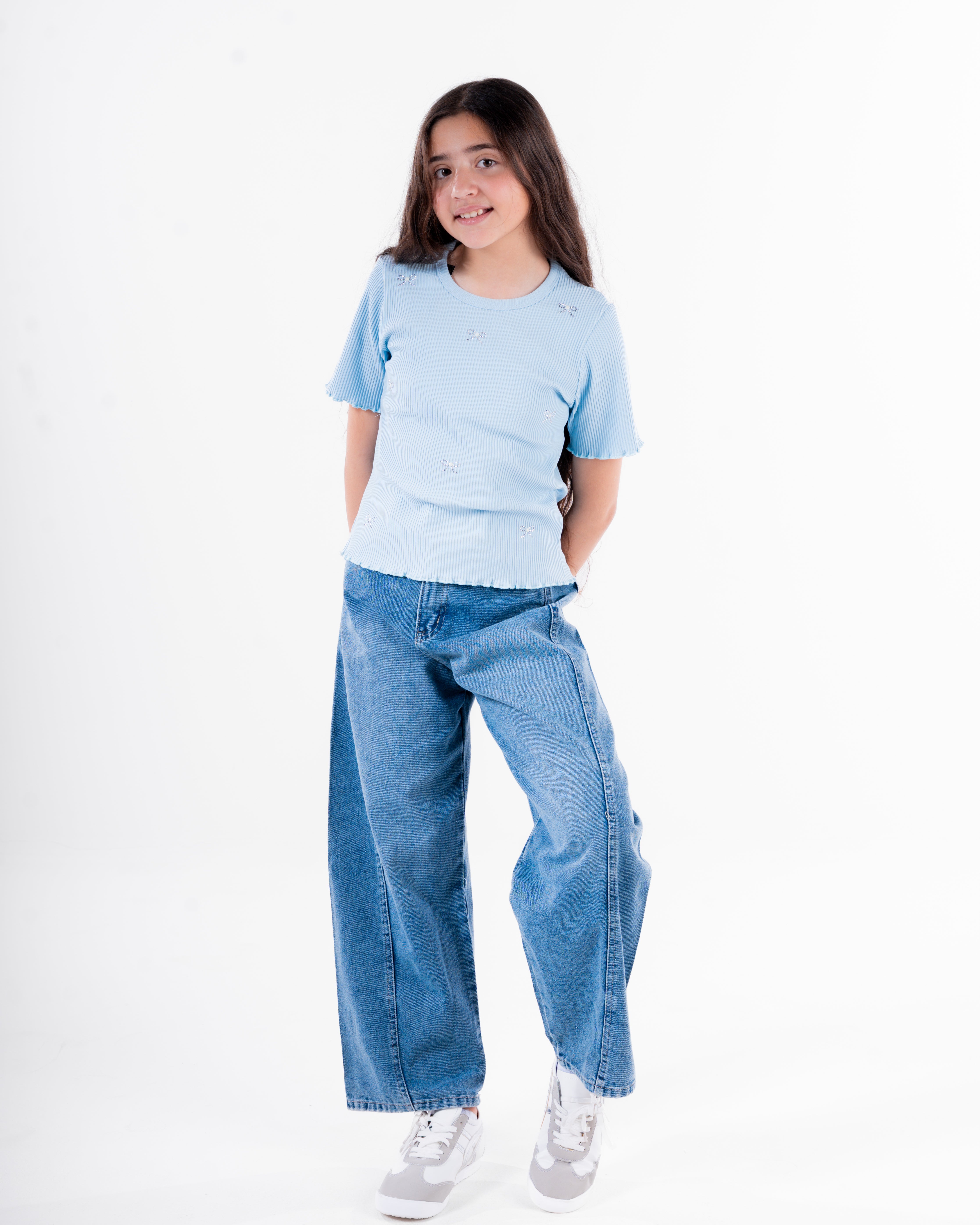 Girls Strass Half Sleeves T-Shirt