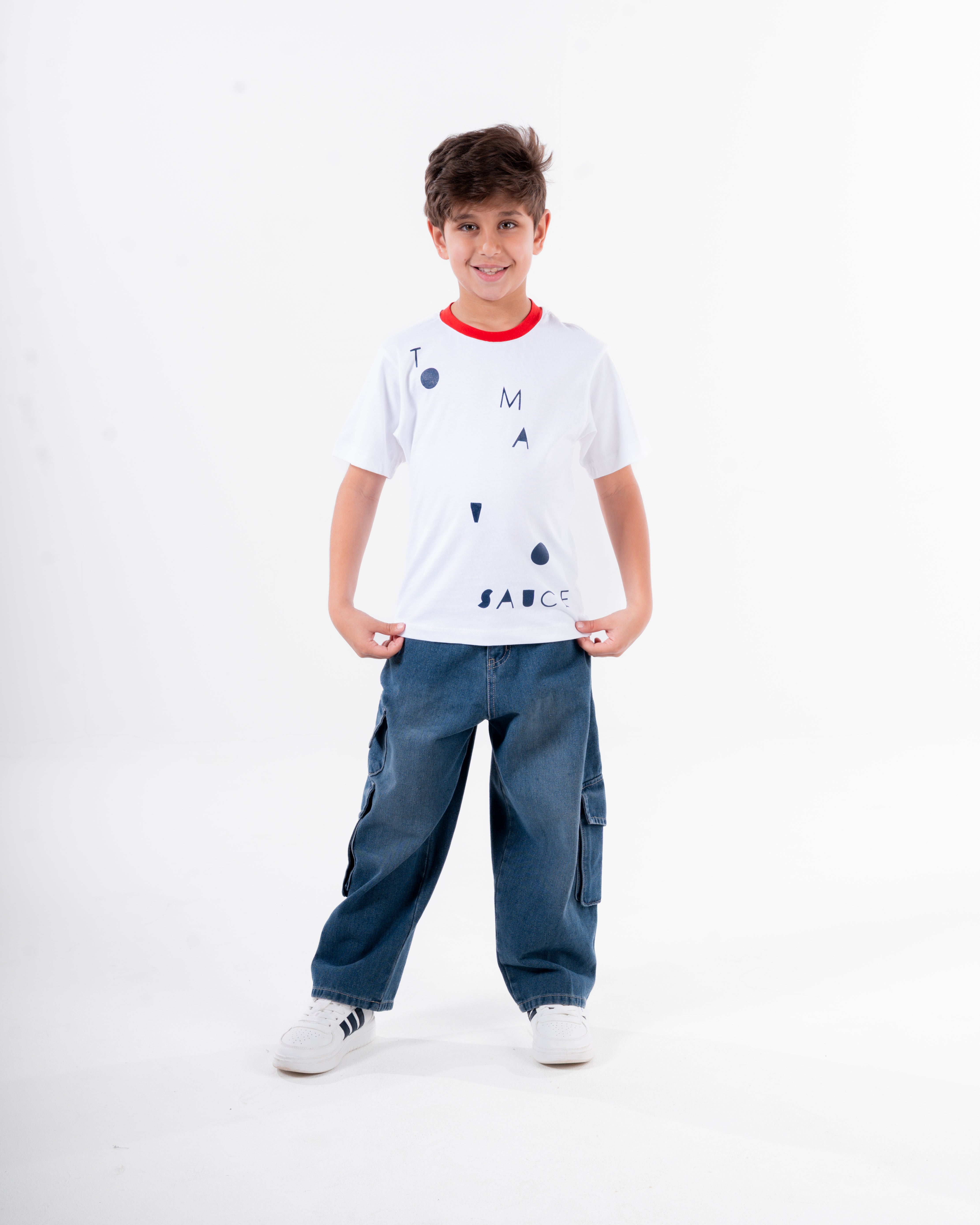 تي شيرت ولادي نص كم مطبوع "Toma"  واسع