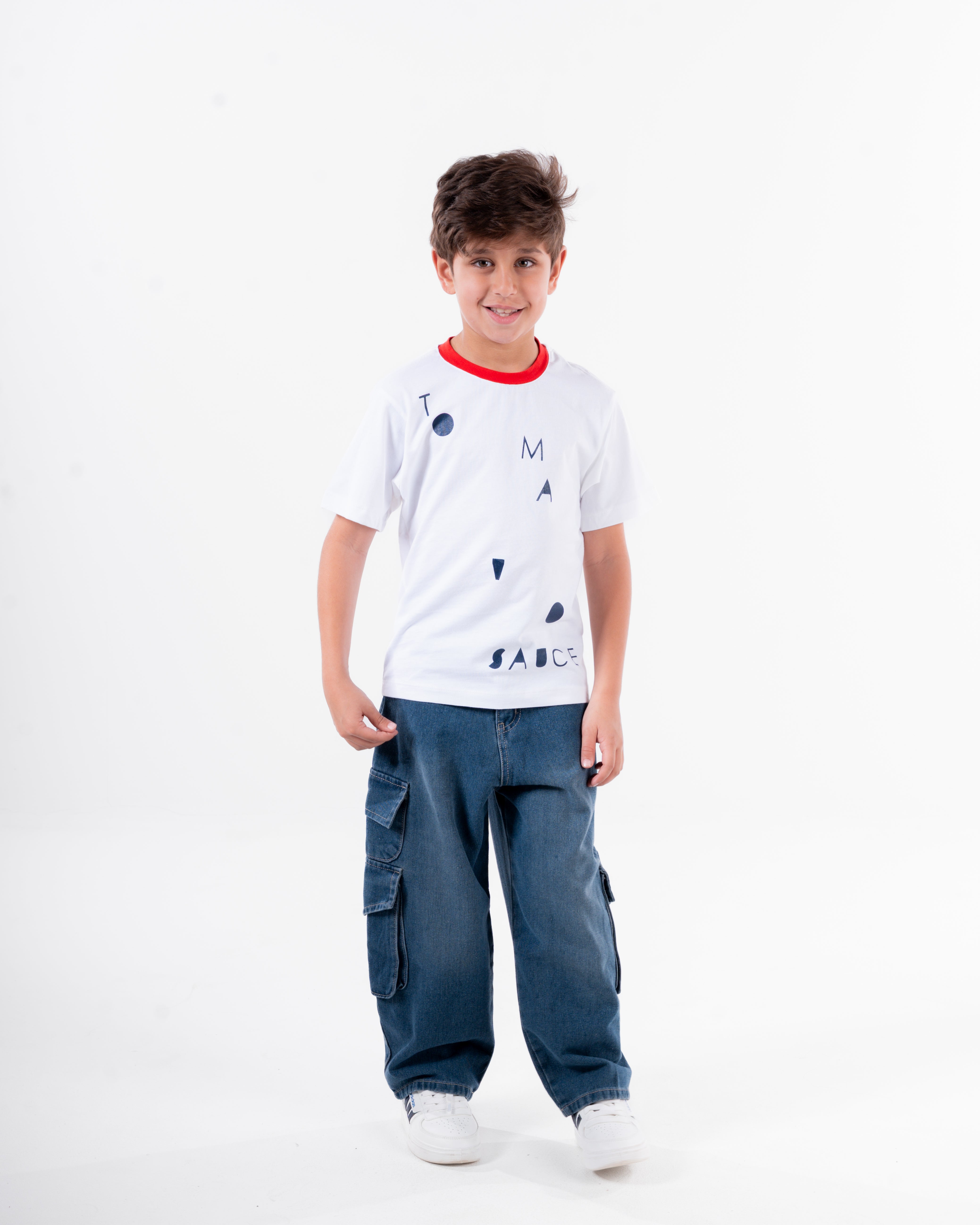 تي شيرت ولادي نص كم مطبوع "Toma"  واسع