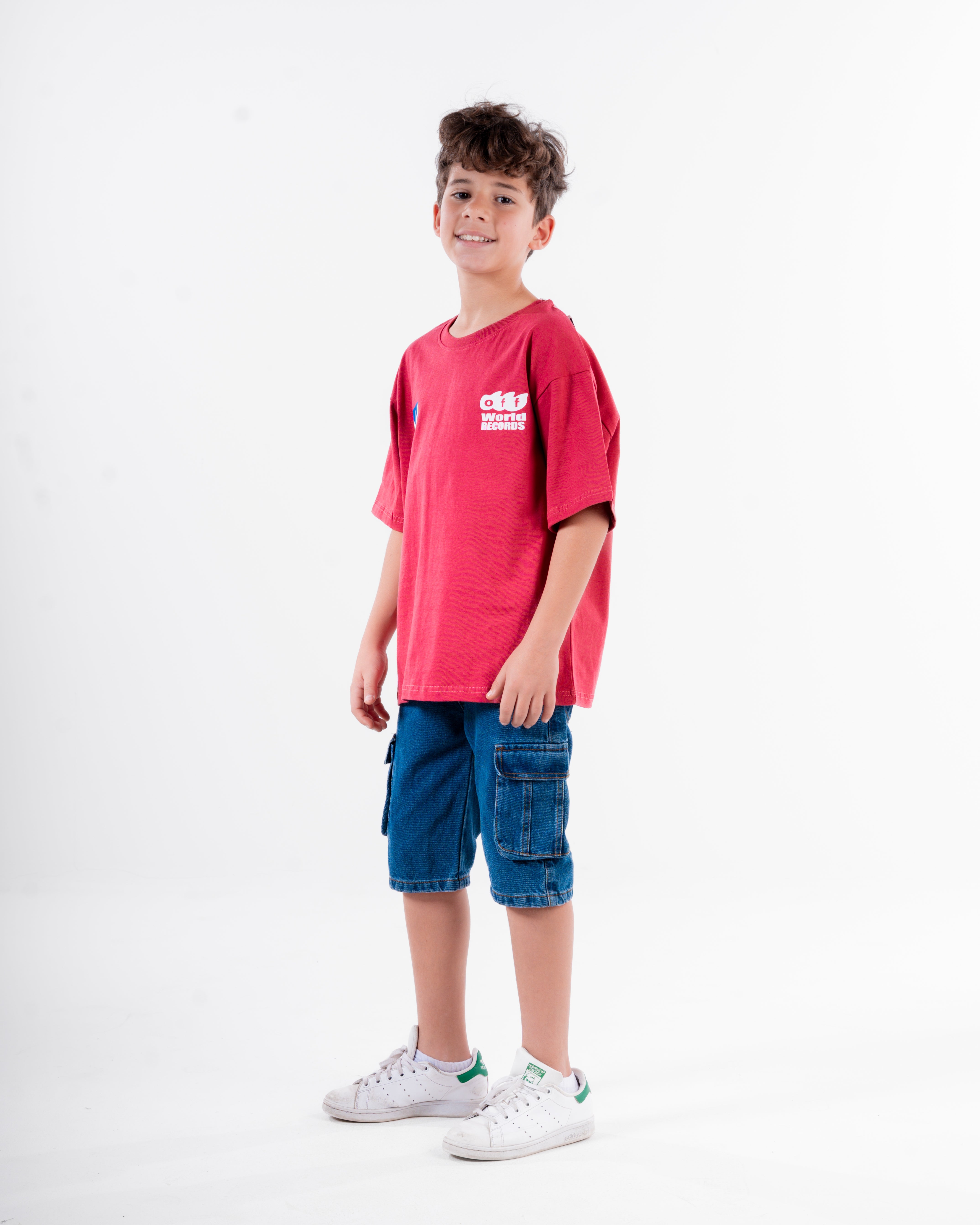 Boys Printed Off World Records T-Shirt Oversize