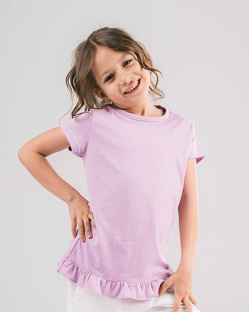 Girls Short Sleeve T-shirt with Ruffles