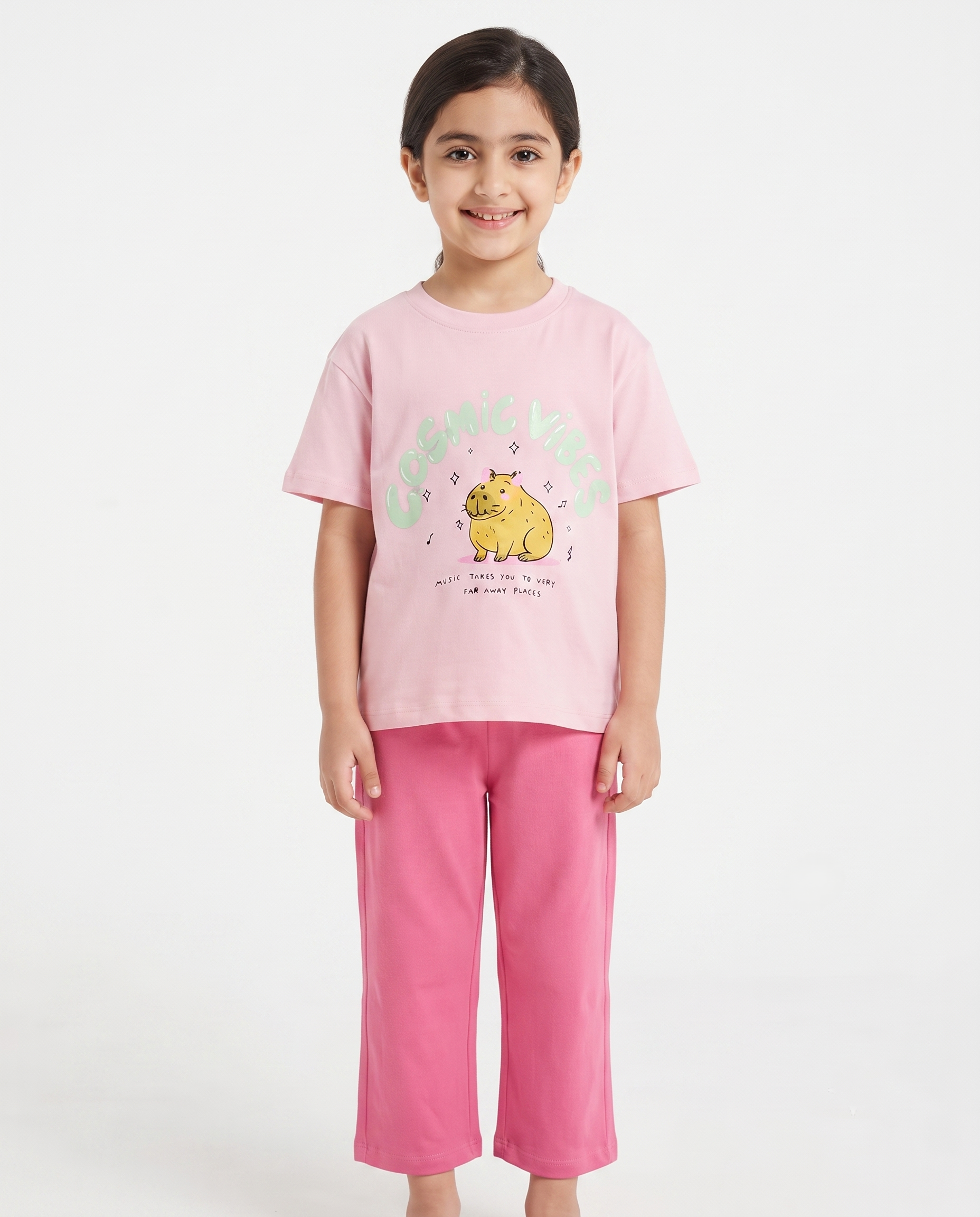 Girls Half Sleeves Top W/Pant Printed Pyjama