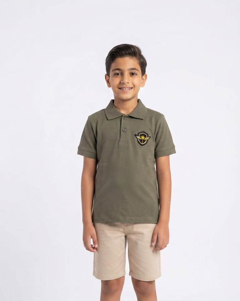 Boys Army Half Sleeves Polo T-Shirt