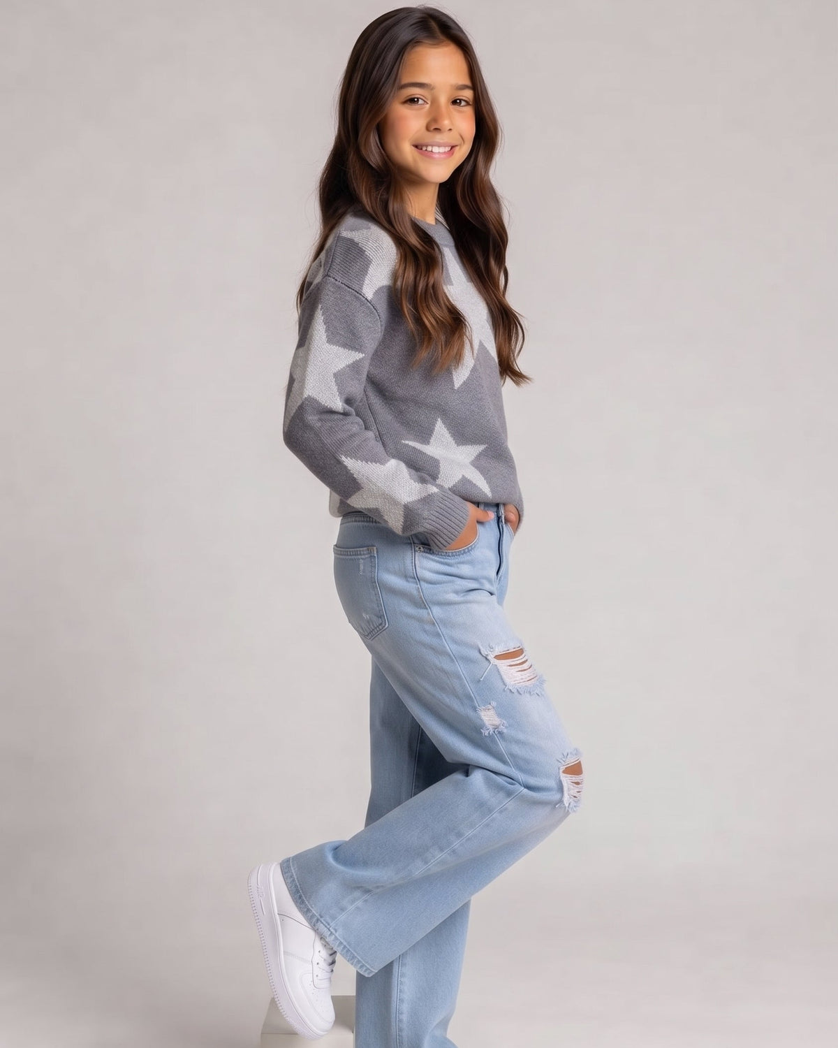 Girls Jaqured Pullover