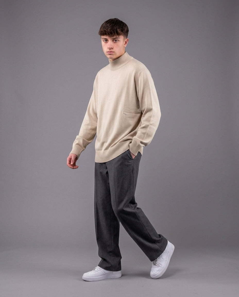 Men Plain Half Neck Pullover
