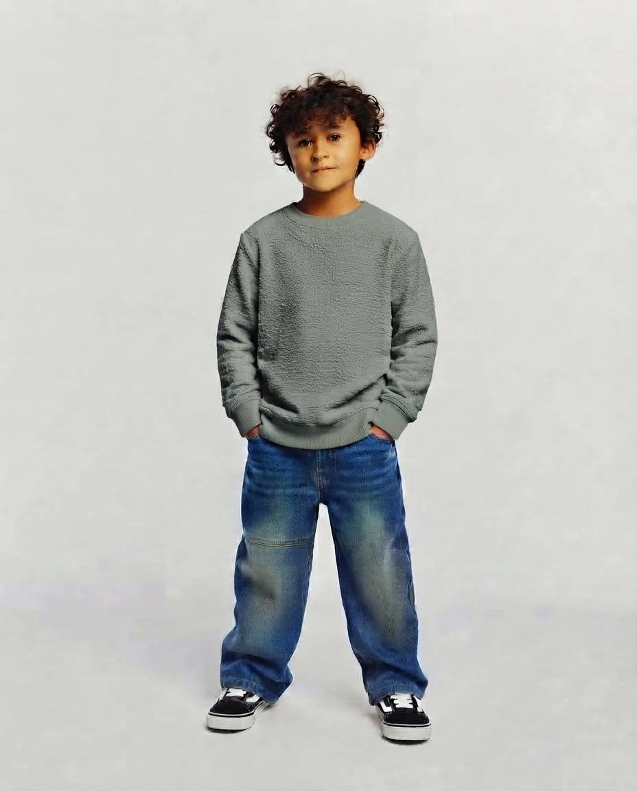 Boys Plain Sweatshirt Round Neck