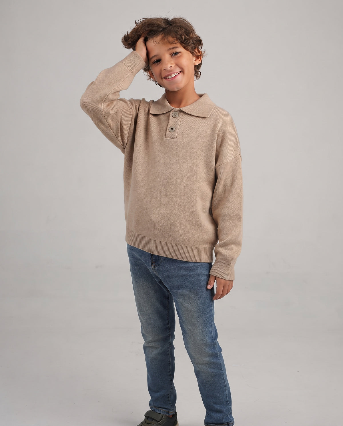 Boys Plain Buttons Pullover 17