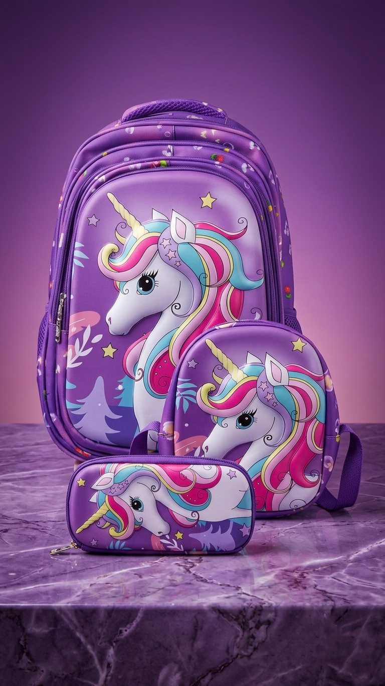 Kids Unicorn 3-Piece School Backpack Set