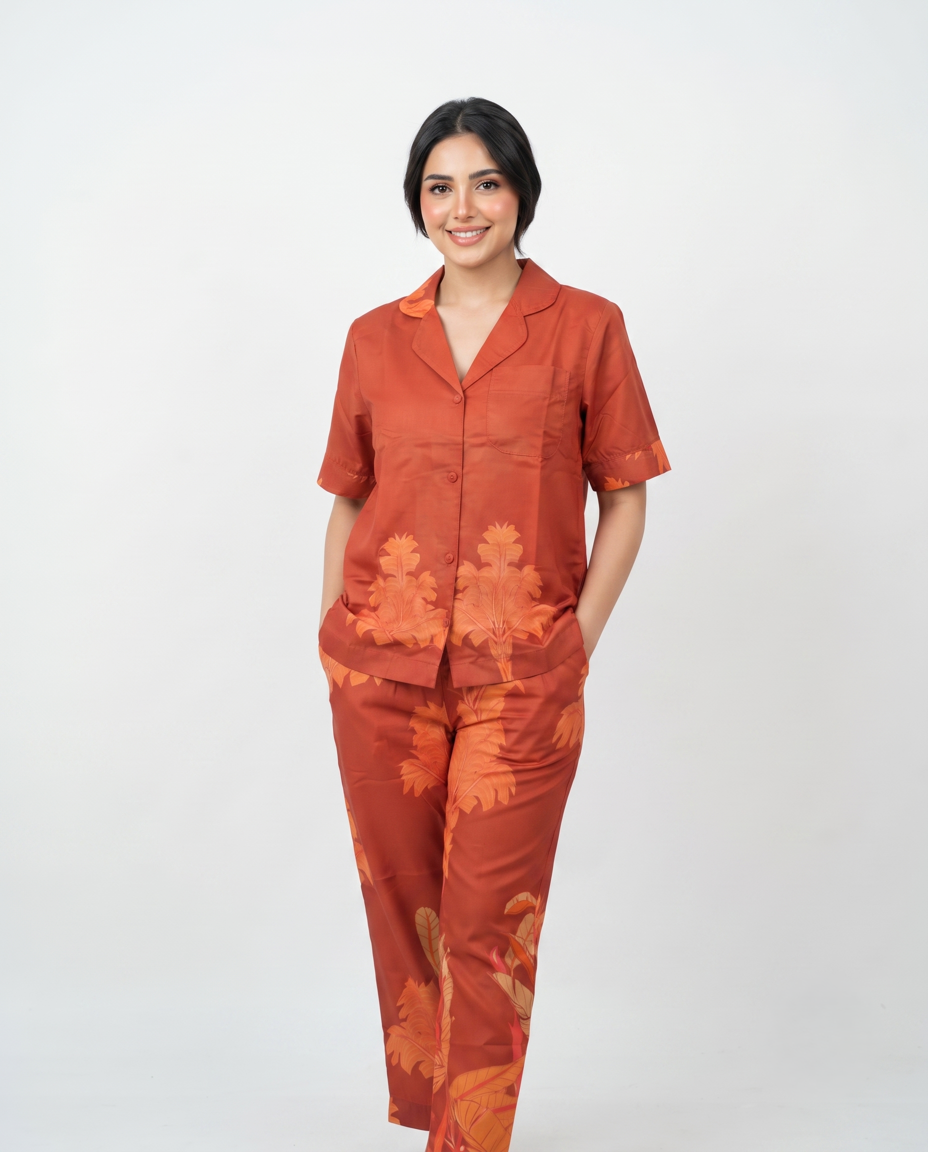 Women Printed Half Sleeves Pyjama W/Pant
