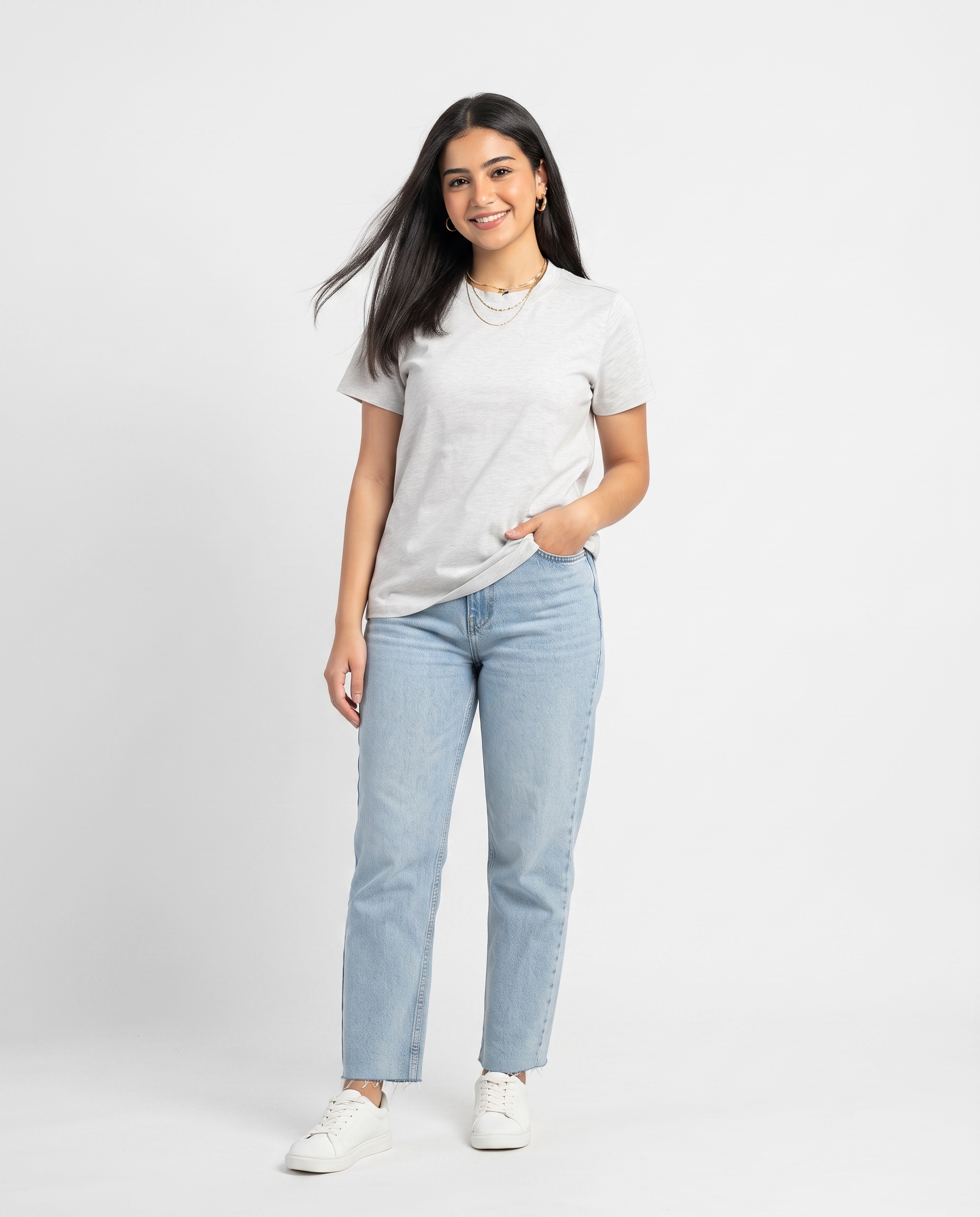 Women Plain Half Sleeves T-shirt
