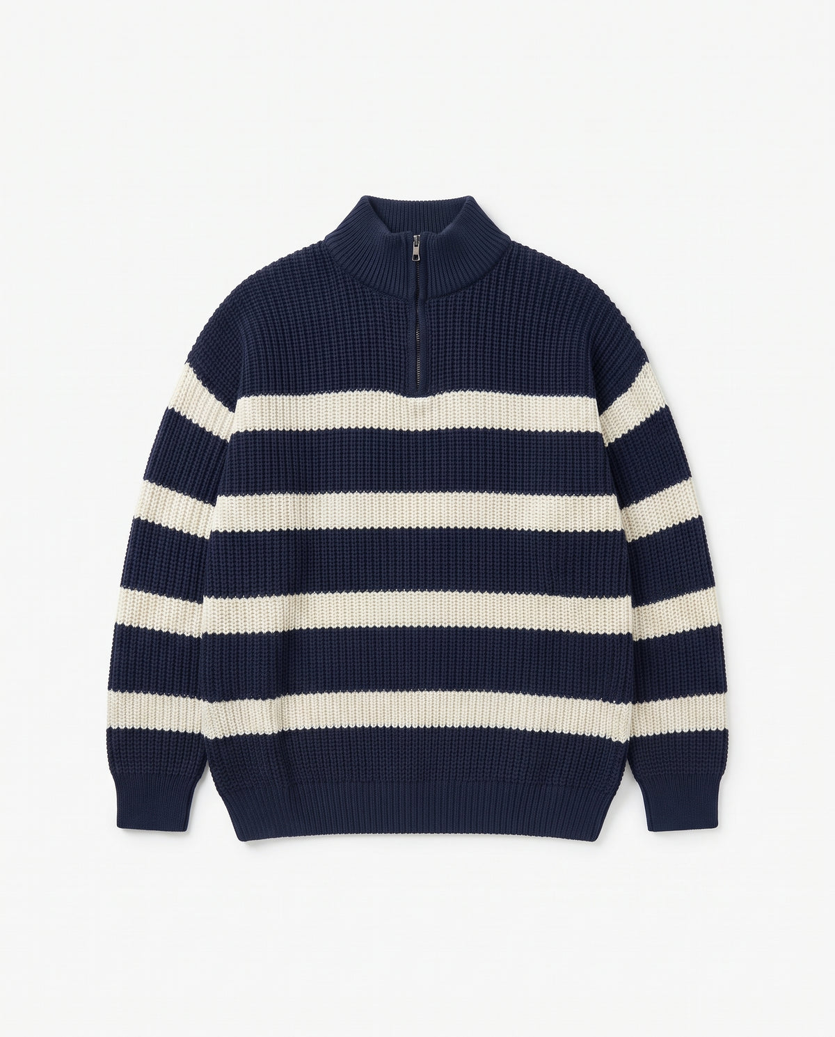 Men Stripped Half Zipper Pullover
