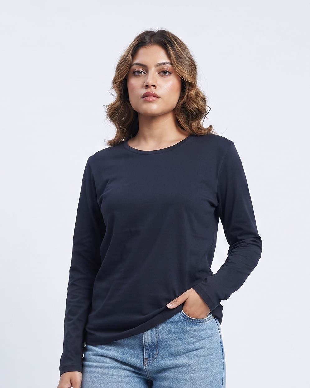Women Plain Long Sleeves T-Shirt L-M