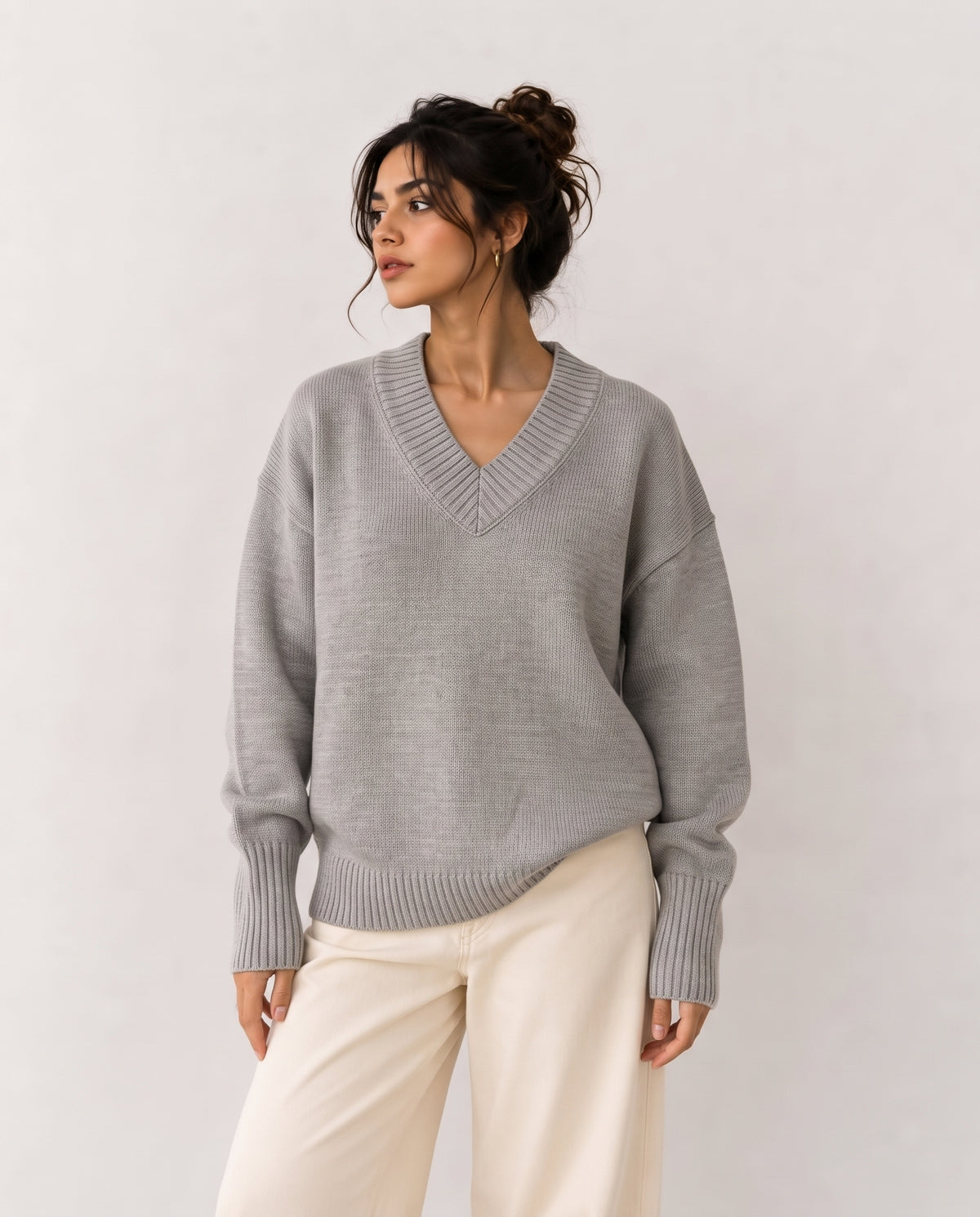 Women V Neck Pullover W7