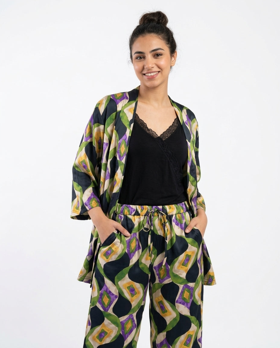 Women Satin Printed Pyjama