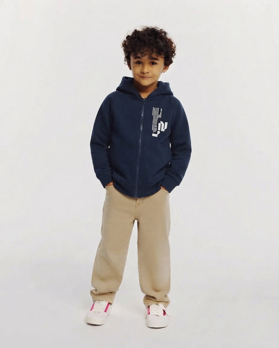 Boys Hodded Printed Sweatshirt W/Zipper