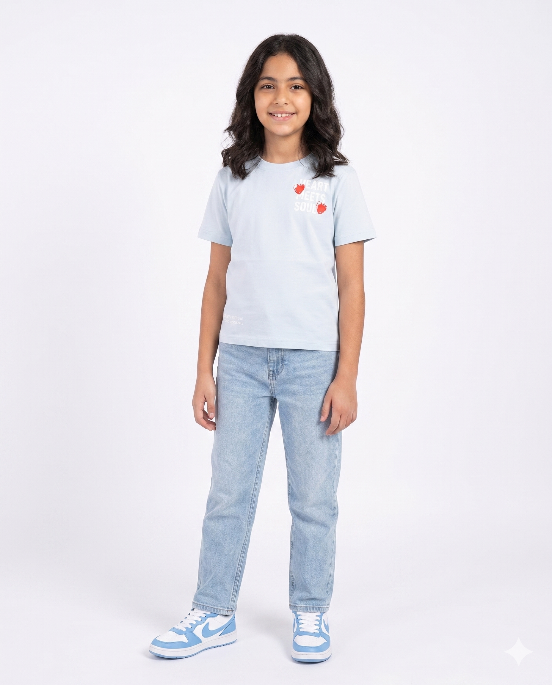 Girls Printed Heart Meet Soul Half Sleeves T-shirt