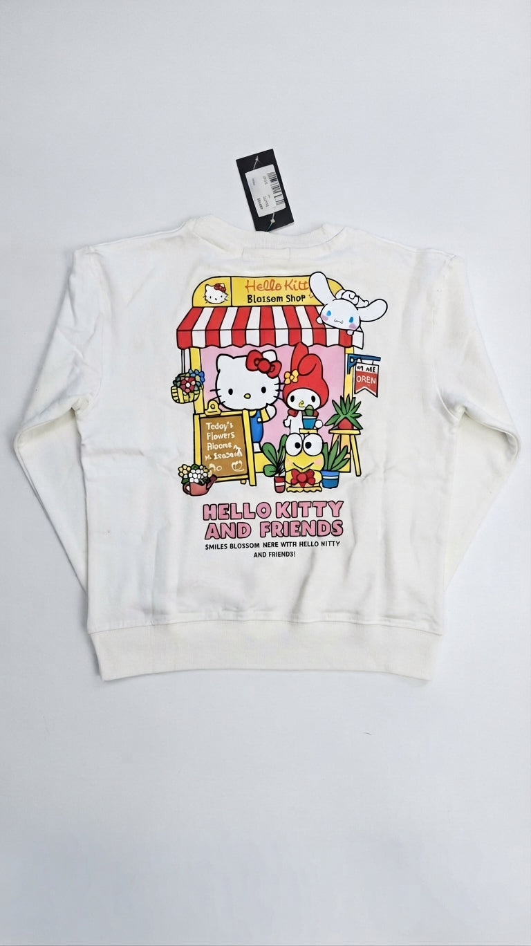 Girls Printed Kitty Sweatshirt Round Neck