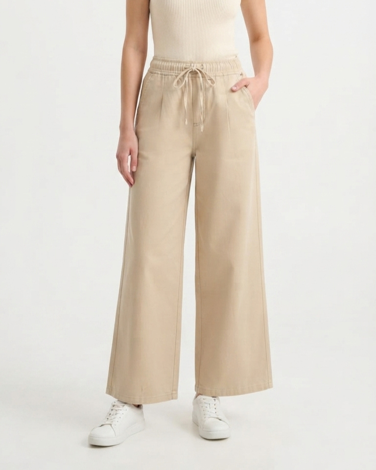 Women Wide Leg Gabardine Pant