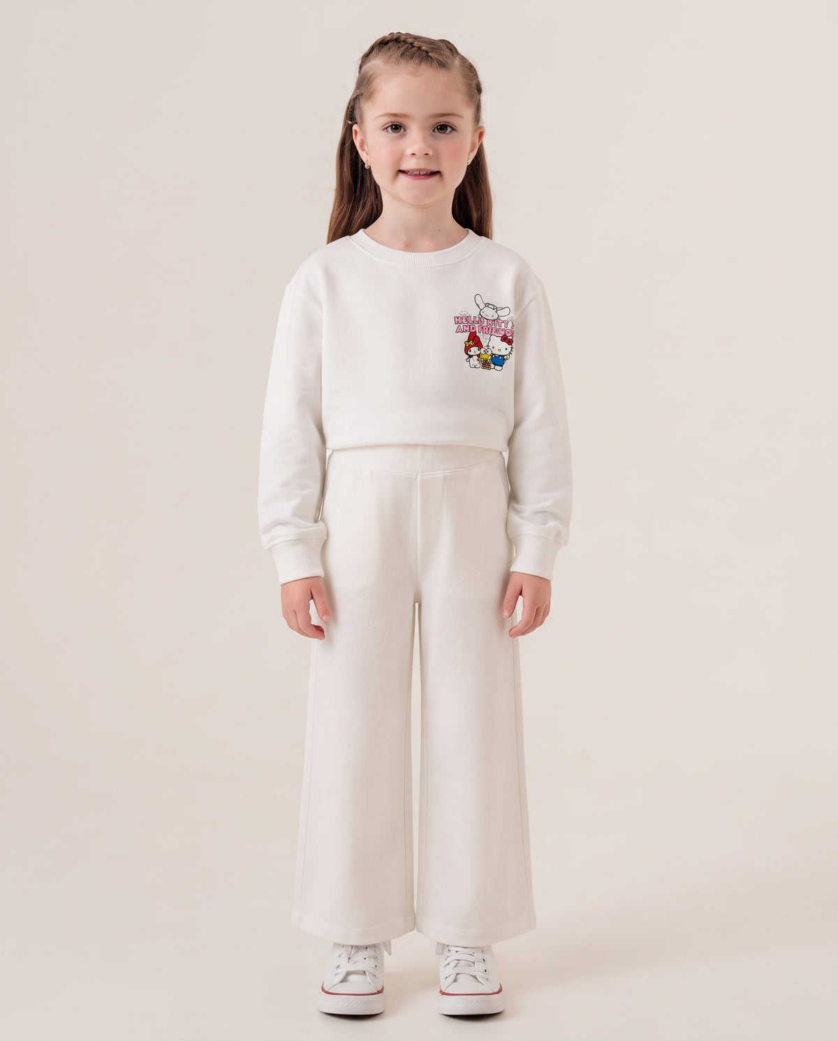 Girls Printed Kitty Sweatshirt Round Neck