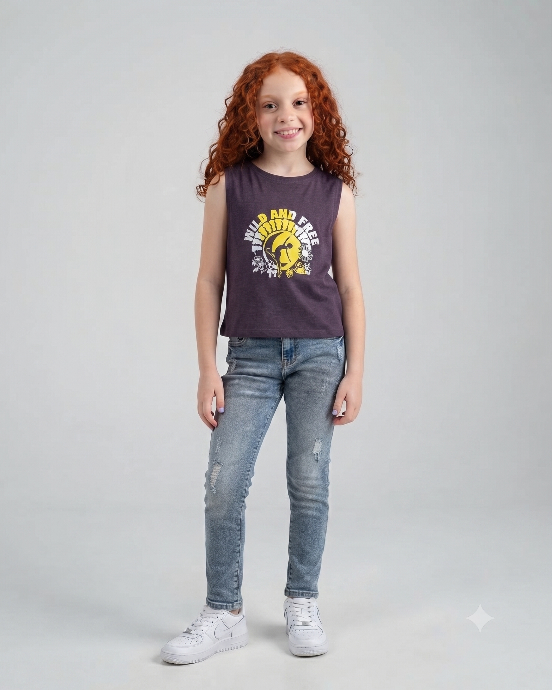 Girls Printed Wild And Free Cut T-Shirt
