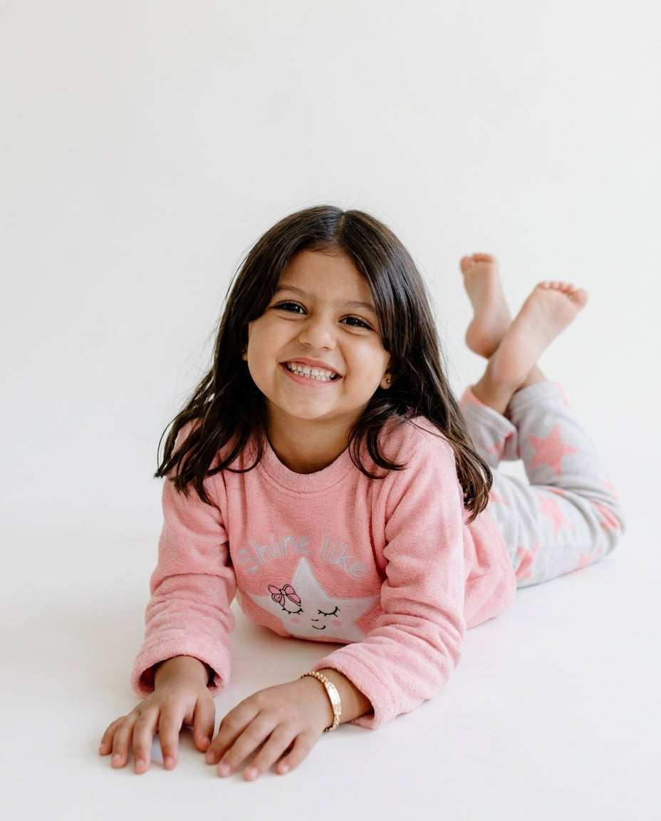 Girls Printed Stars Long Sleeves Pyjama