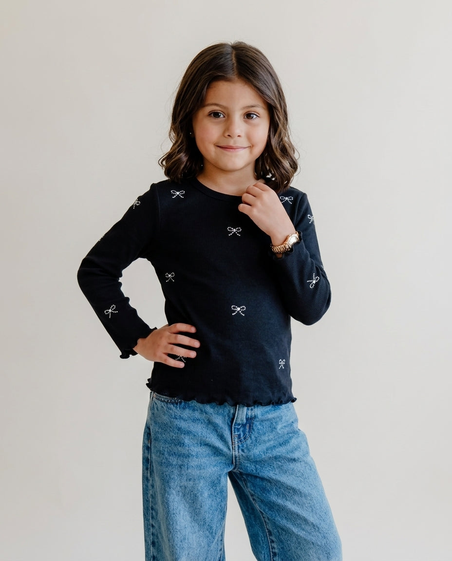 Girls Embriodred Long Sleeves T-shirt