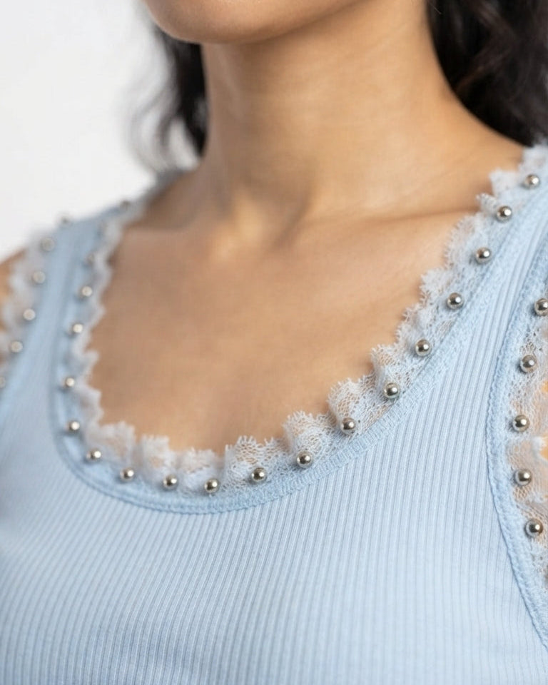 Women’s Ribbed Beaded Tank Top