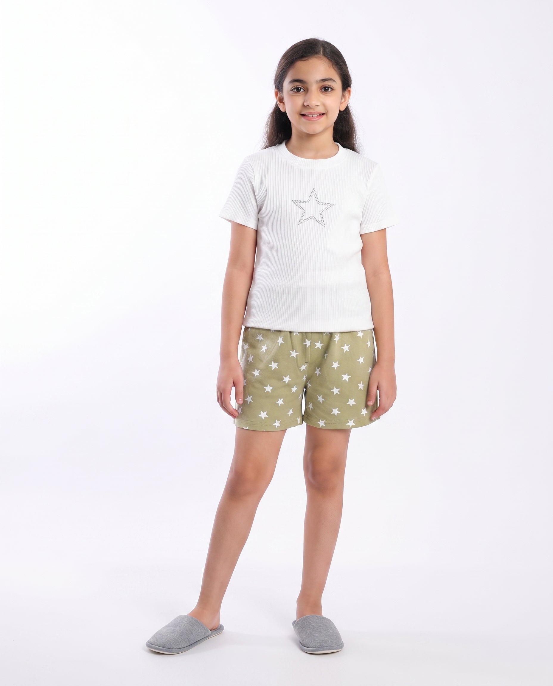 Girls Half Sleeves Top W/Short Printed PJ