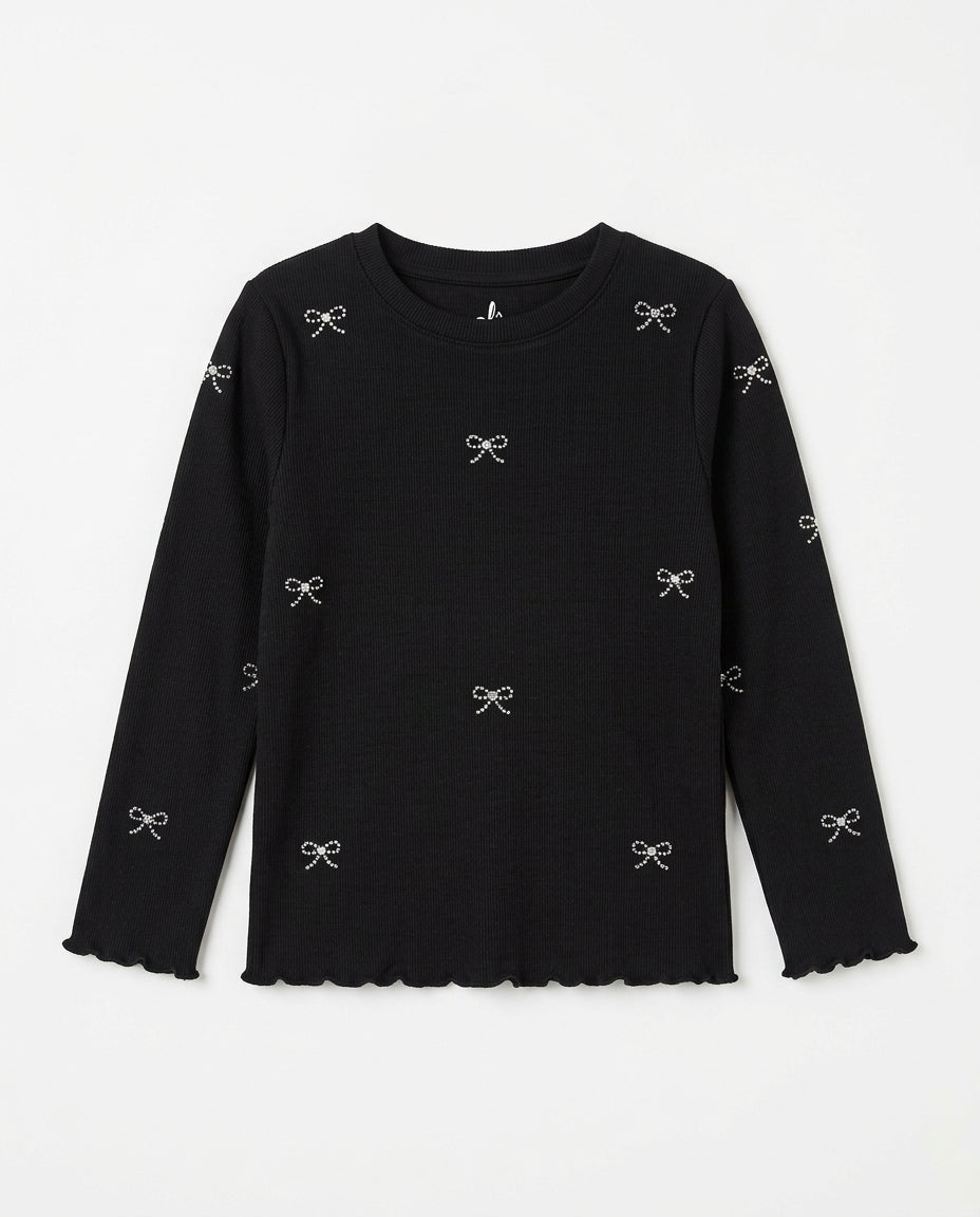 Girls Embriodred Long Sleeves T-shirt
