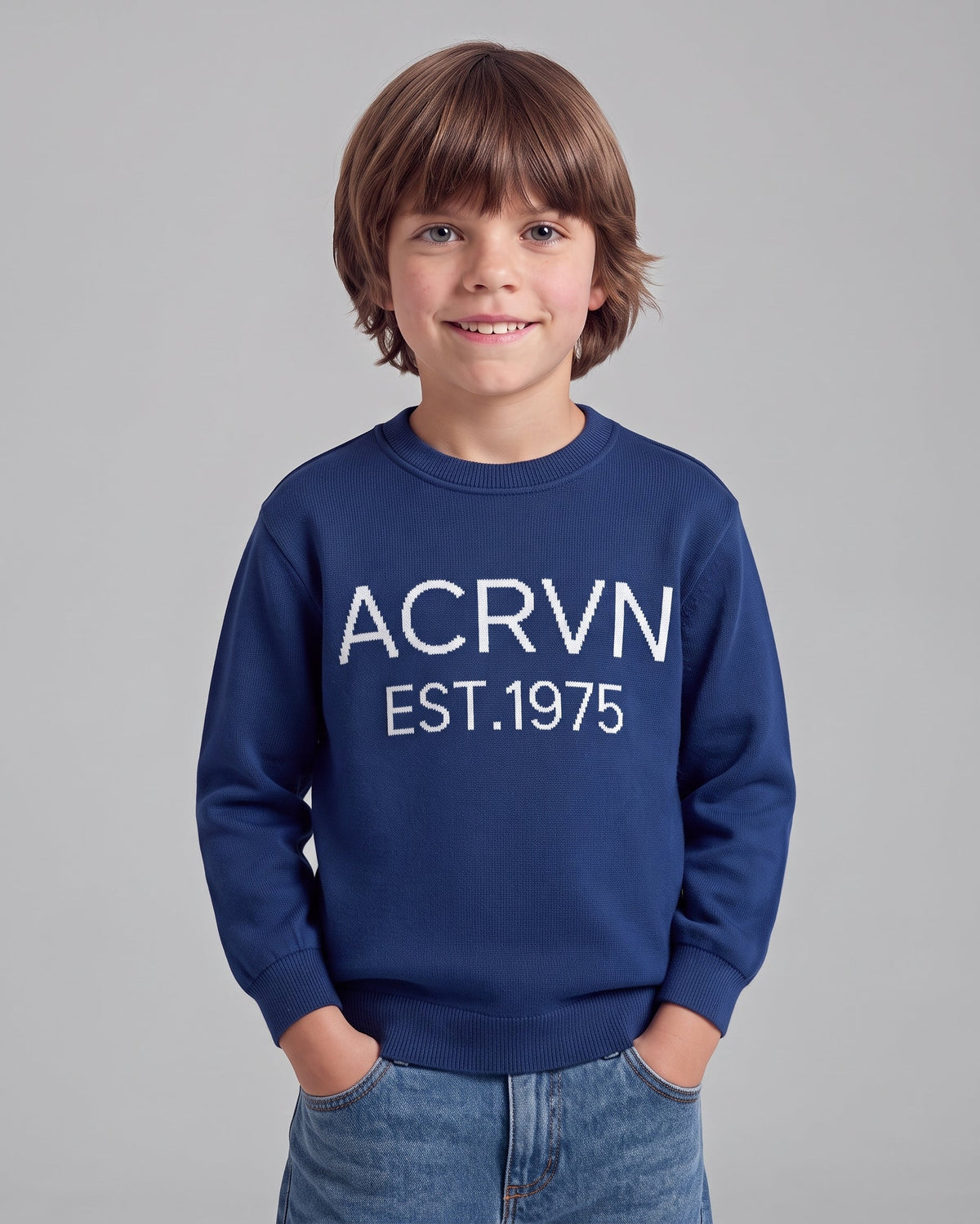 Boys Jaqured Acrvan Round neck Pullover