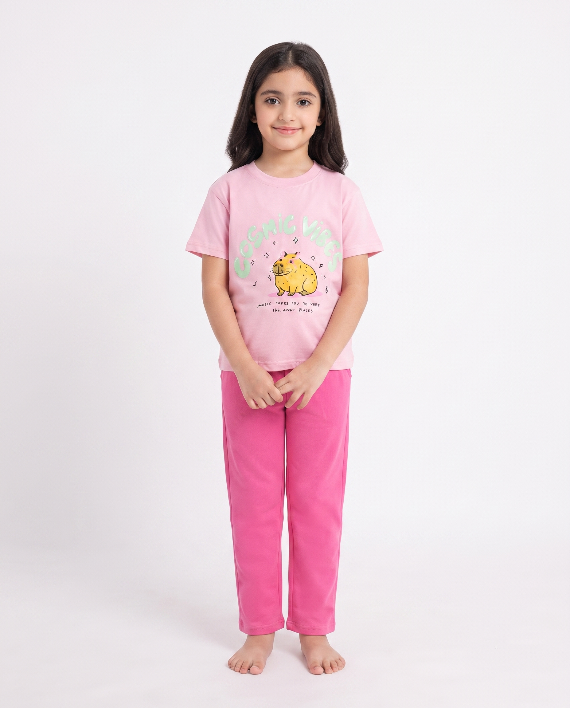 Girls Half Sleeves Top W/Pant Printed Pyjama
