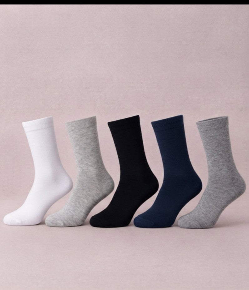 Boys Cotton Plain Long Socks 5Pc